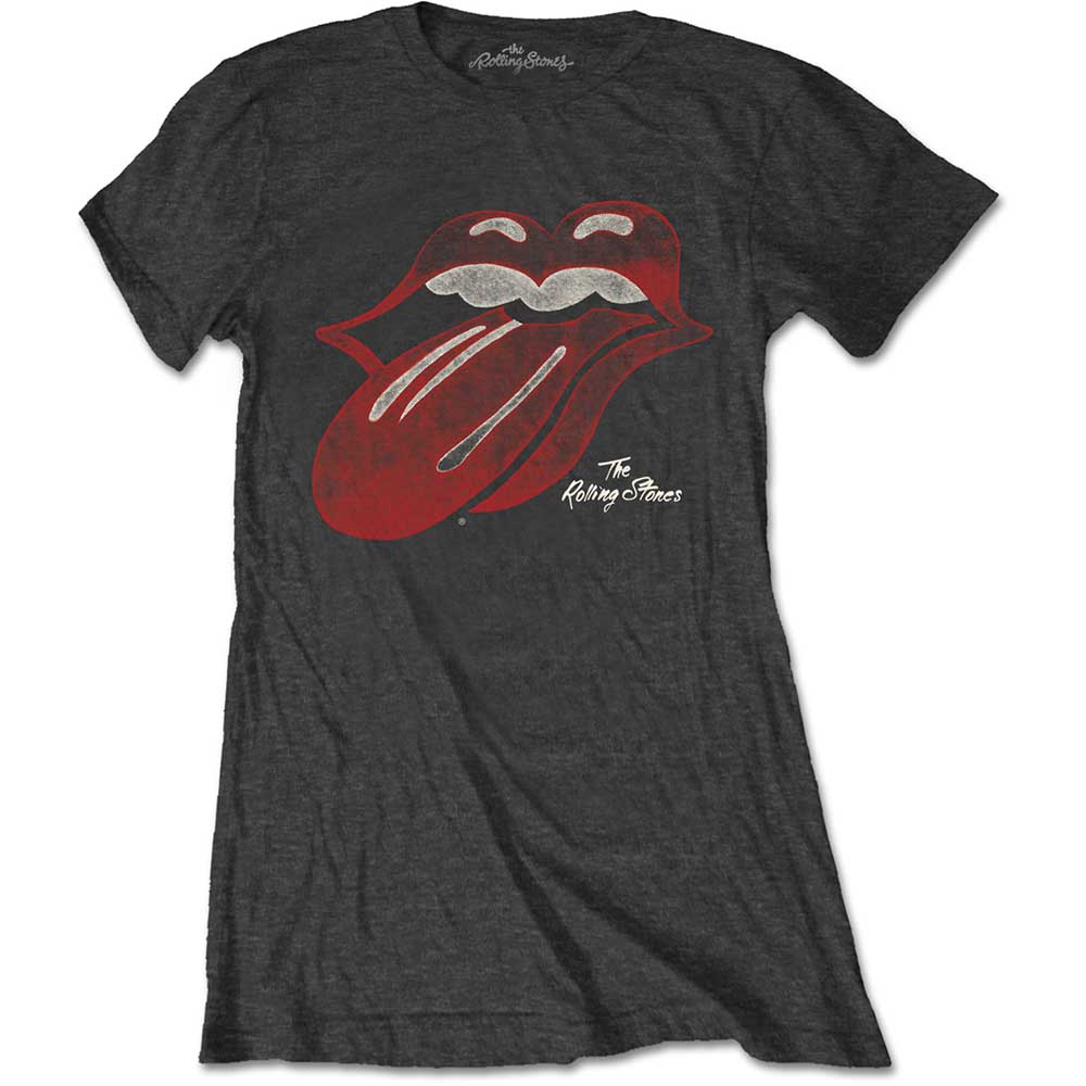 Tričko The Rolling Stones - Vintage Tongue Logo, Žena,Šedá,XXL