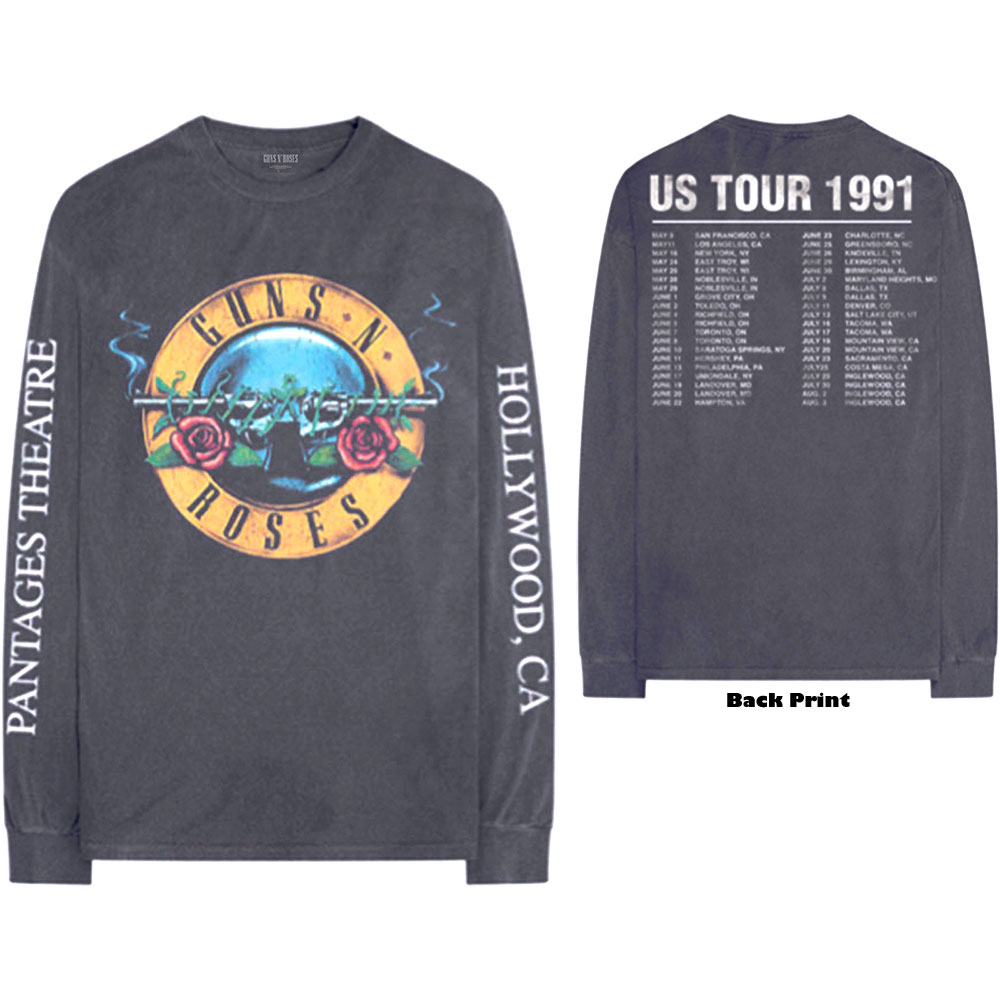 Tričko s dlhým rukávom Guns N’ Roses - Hollywood Tour, Unisex,Šedá,XXL