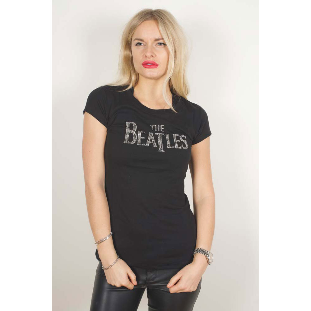Tričko The Beatles - Drop T Logo, Žena,Čierna,XL