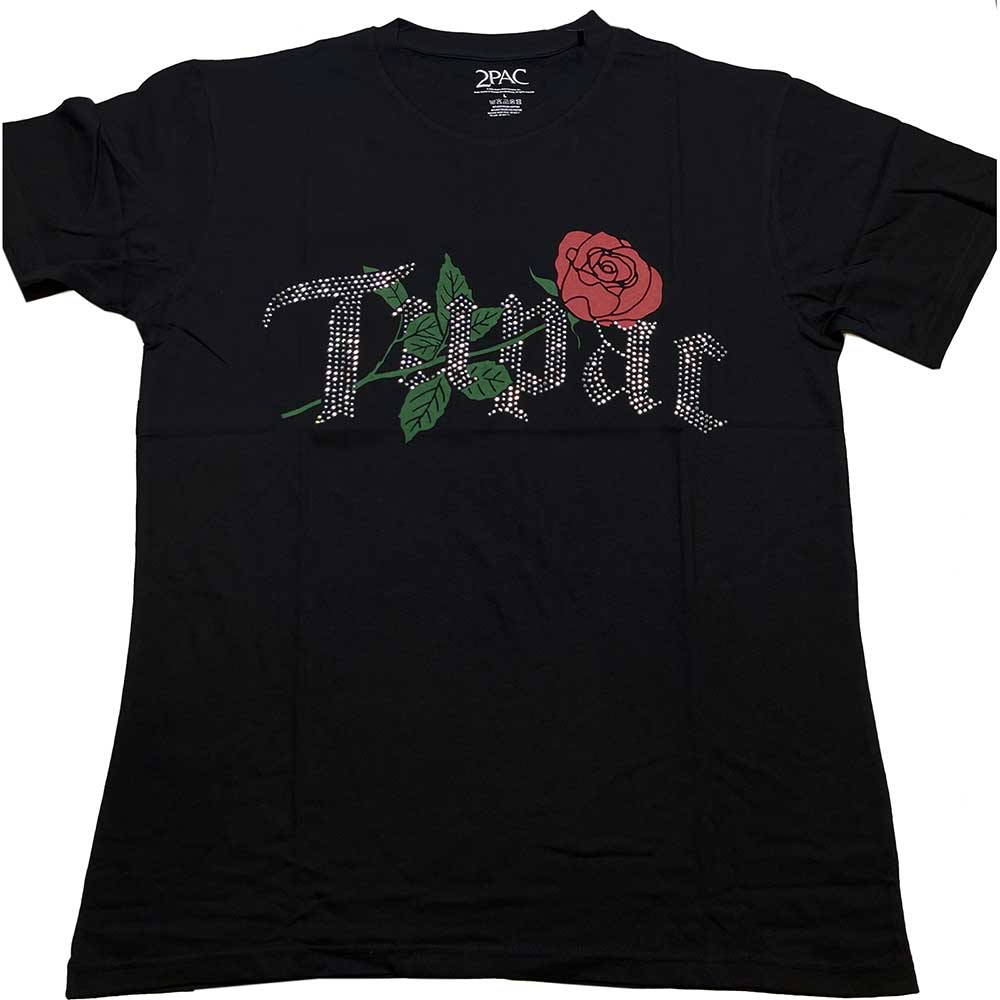 Tričko 2Pac - Rose Logo, Unisex,Čierna,XXL