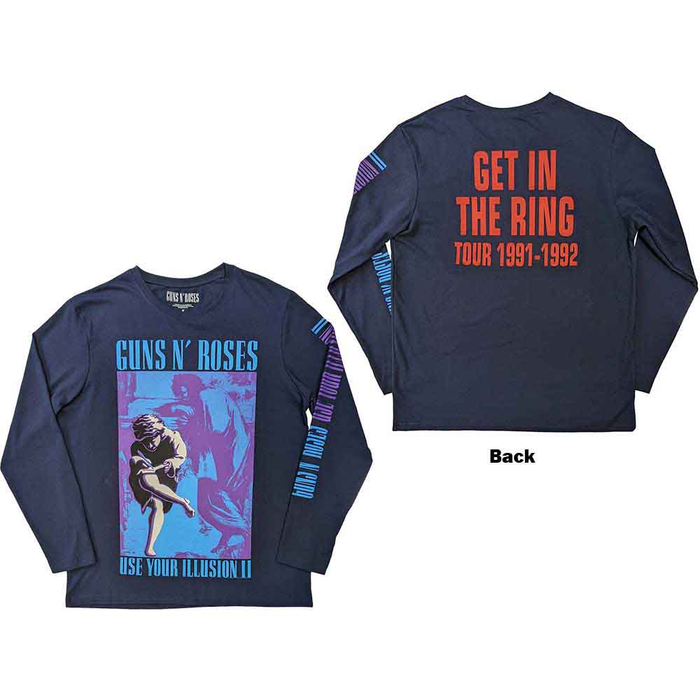 Tričko s dlhým rukávom Guns N’ Roses - Get In The Ring Tour '91-'92, Unisex,Modrá,XXL
