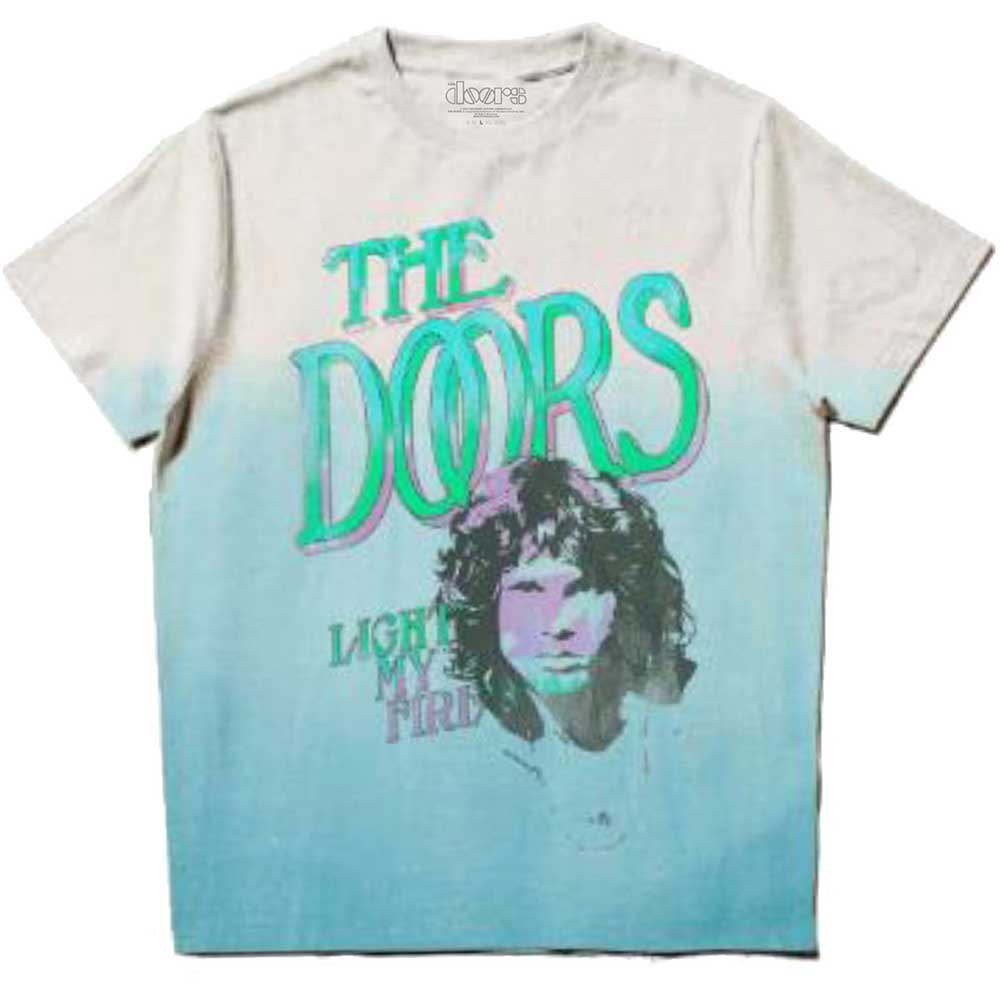 Tričko The Doors - Light My Fire Stacked, Unisex,Modrá,XXL
