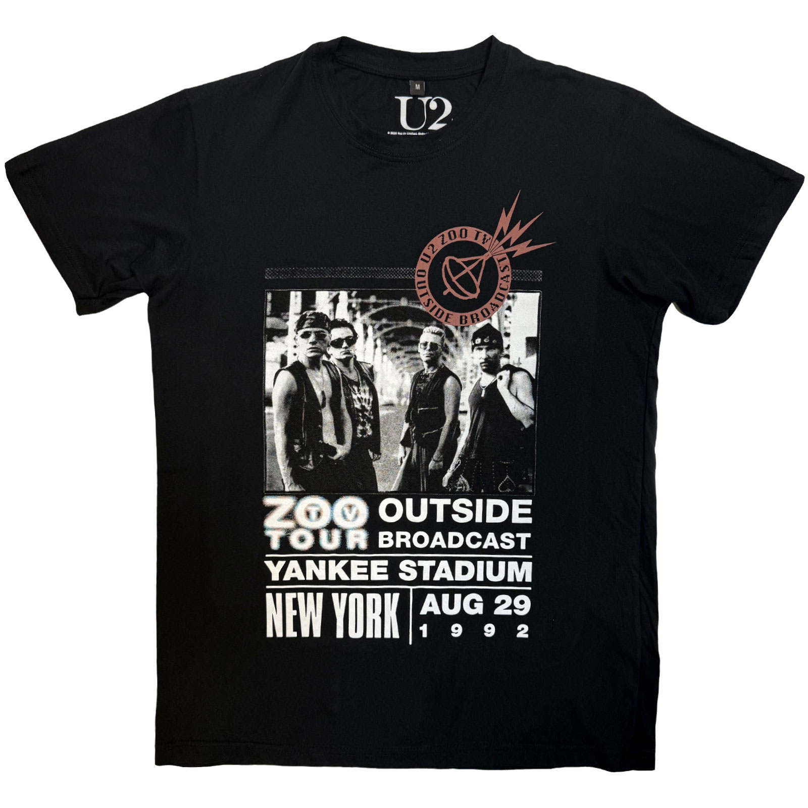 Tričko U2 - Zoo TV Tour NY Poster 08.29.92, Unisex,Čierna,XL