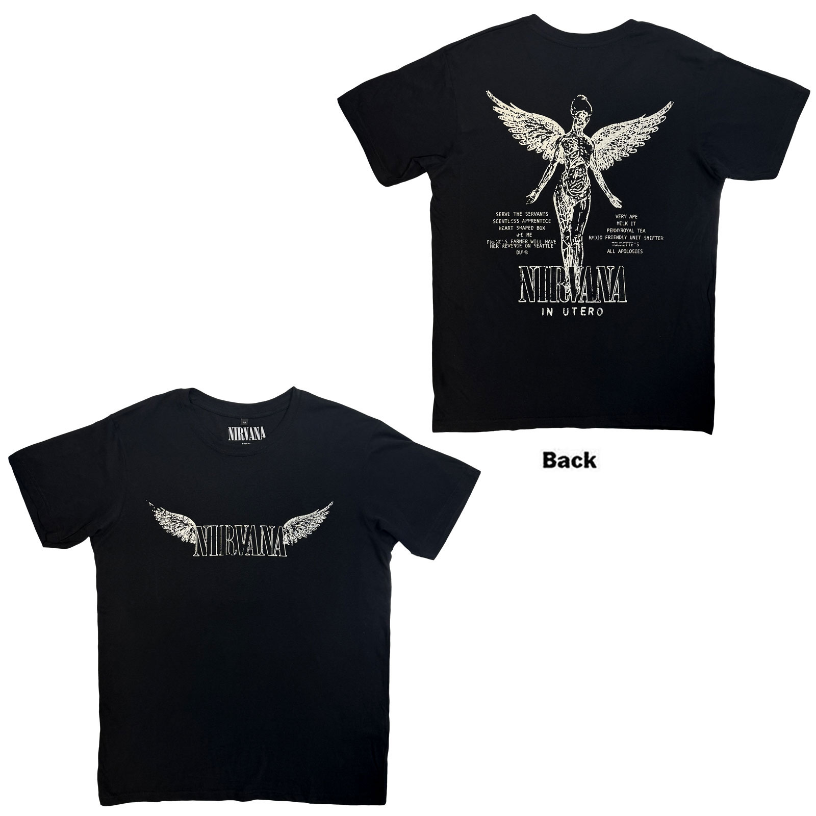 Tričko Nirvana - In Utero Tracklist, Unisex,Čierna,XL