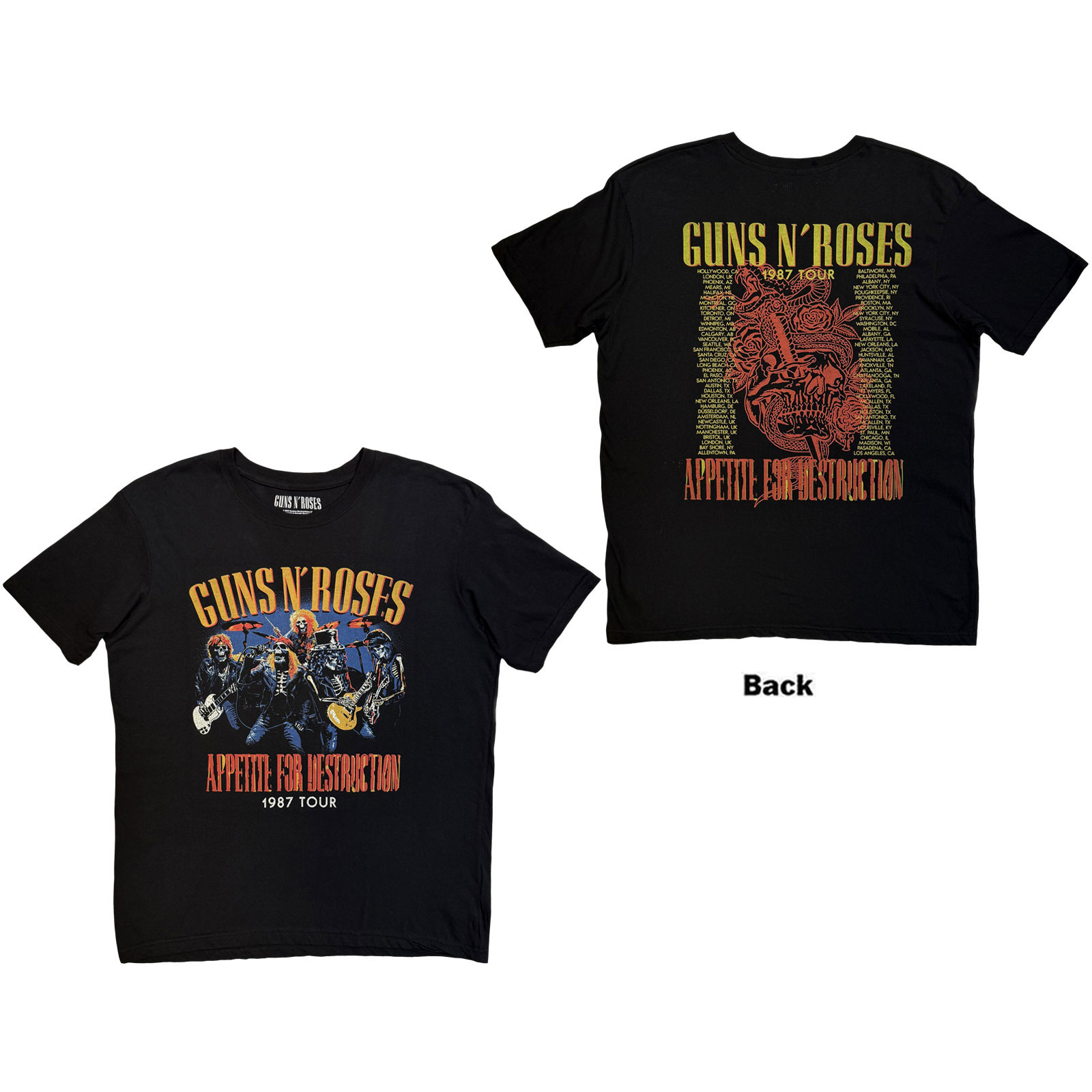 Tričko Guns N’ Roses - Skeleton 1987 Tour, Unisex,Čierna,XXL