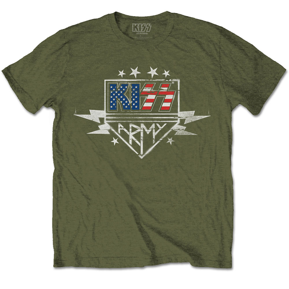 Tričko Kiss - Army Lightning, Unisex,Zelená,S