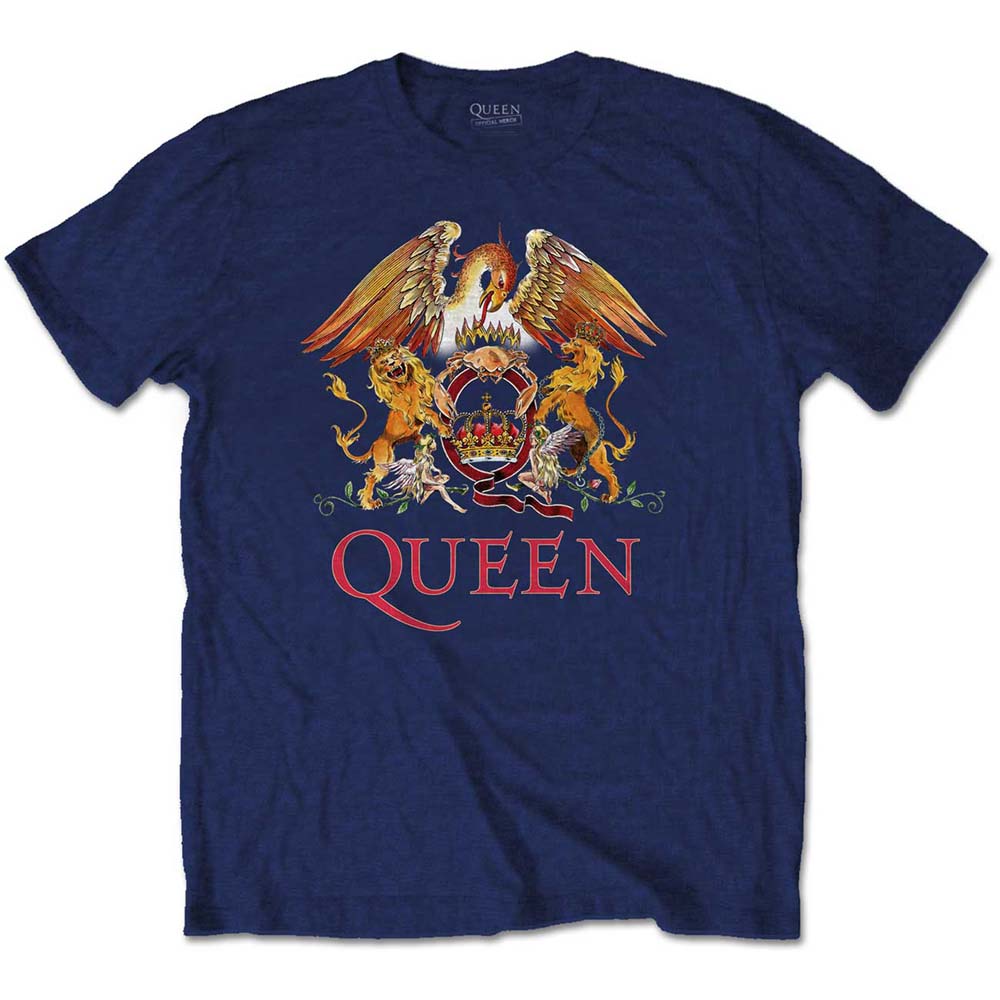 Tričko Queen - Classic Crest, Unisex,Modrá,XL