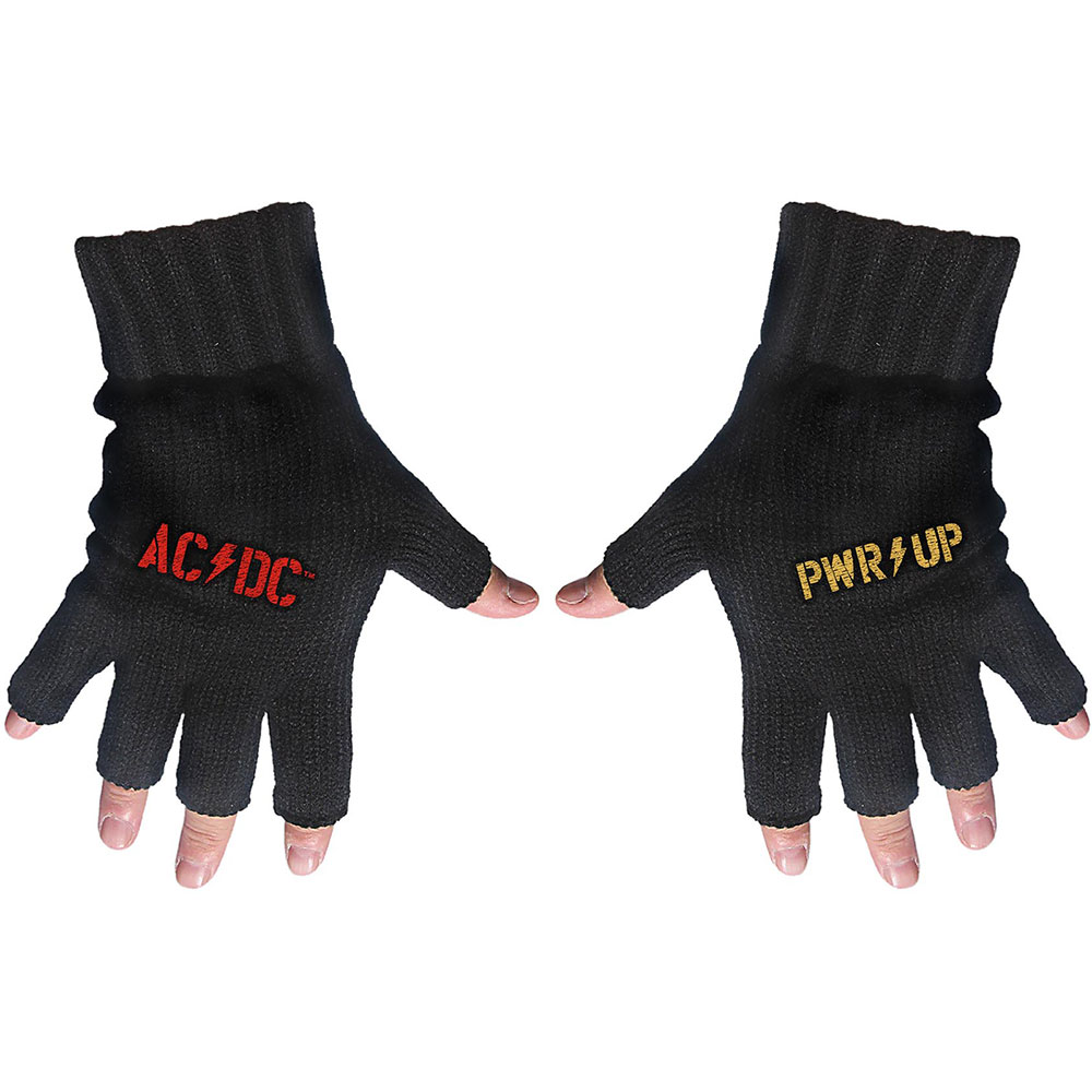 Rukavice AC/DC - PWR-UP Logo, Unisex,Čierna,Univerzálna