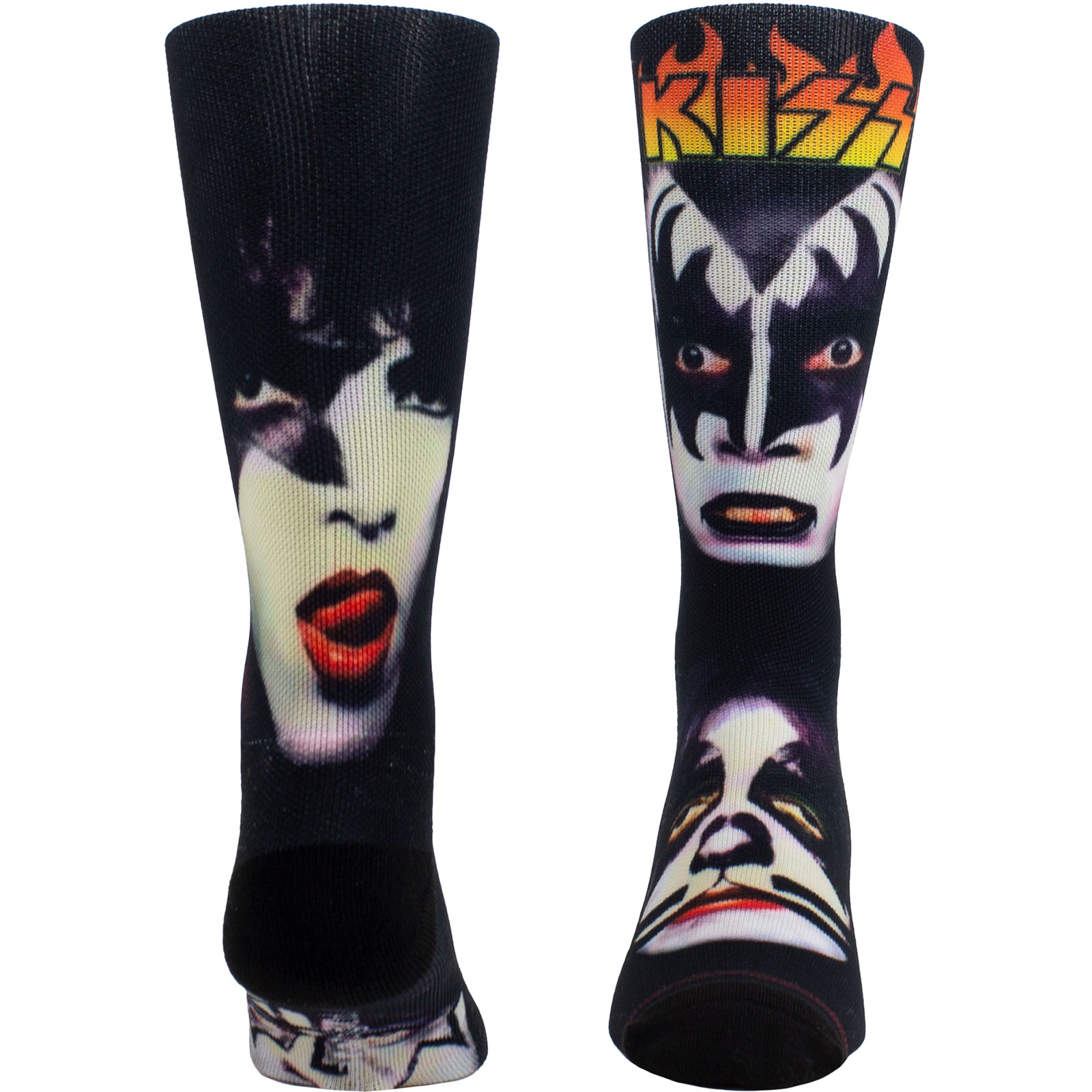 Ponožky Kiss - Unisex Crew Socks: Faces Sublimation (Black)  (UK Size 6.5 - 11), Unisex,Čierna,Univerzálna