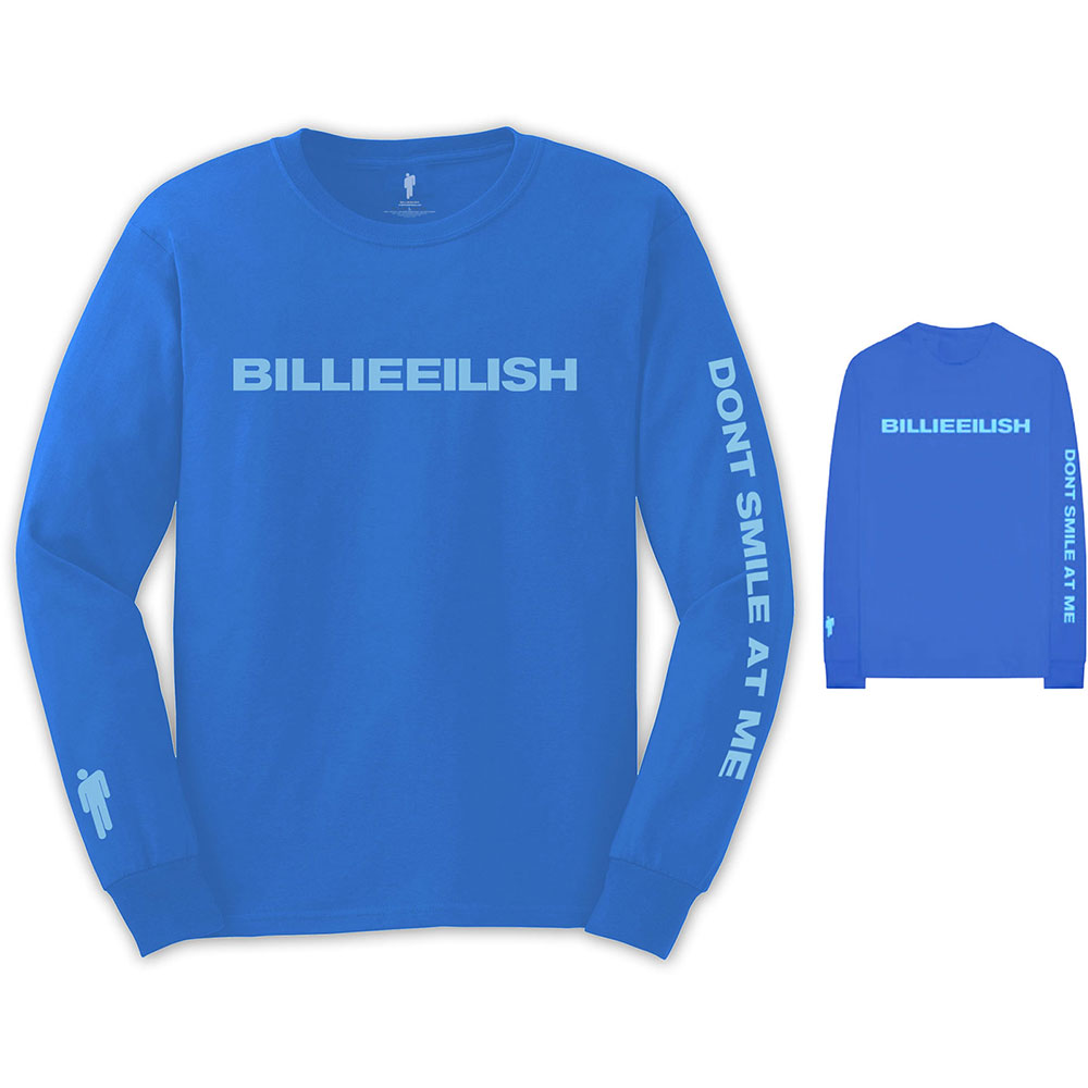 Tričko s dlhým rukávom Billie Eilish - Smile, Unisex,Modrá,XL