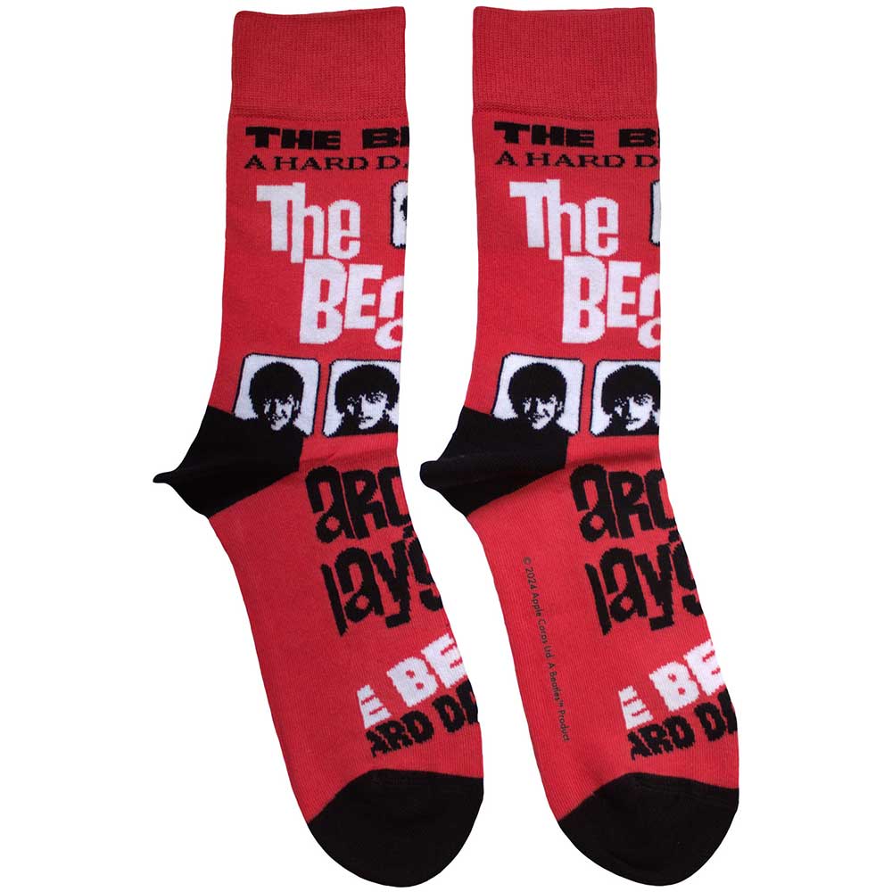 Ponožky The Beatles - A Hard Day's Night, Unisex,Červená,UK 7 - 11