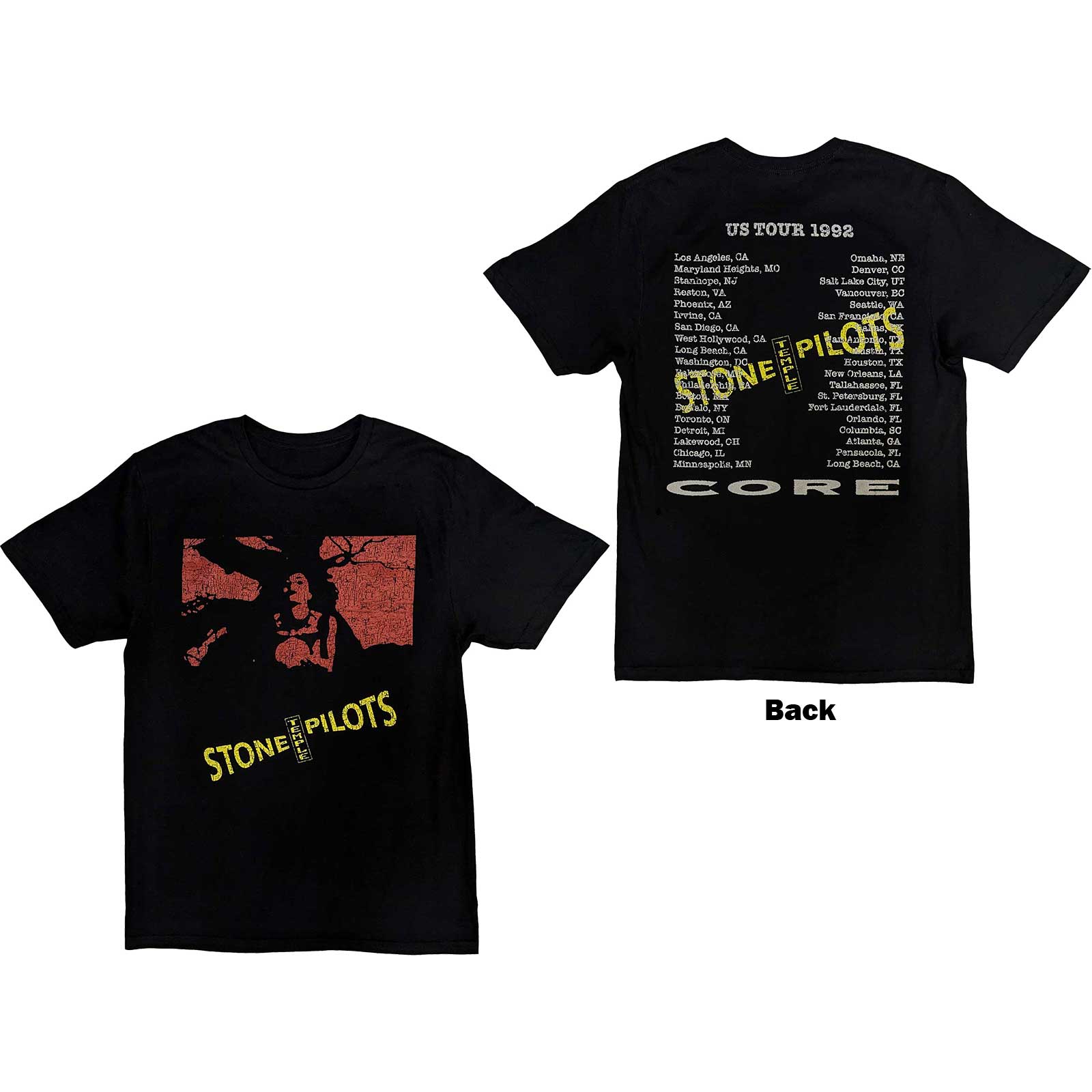 Tričko Stone Temple Pilots - Core US Tour '92, Unisex,Čierna,S