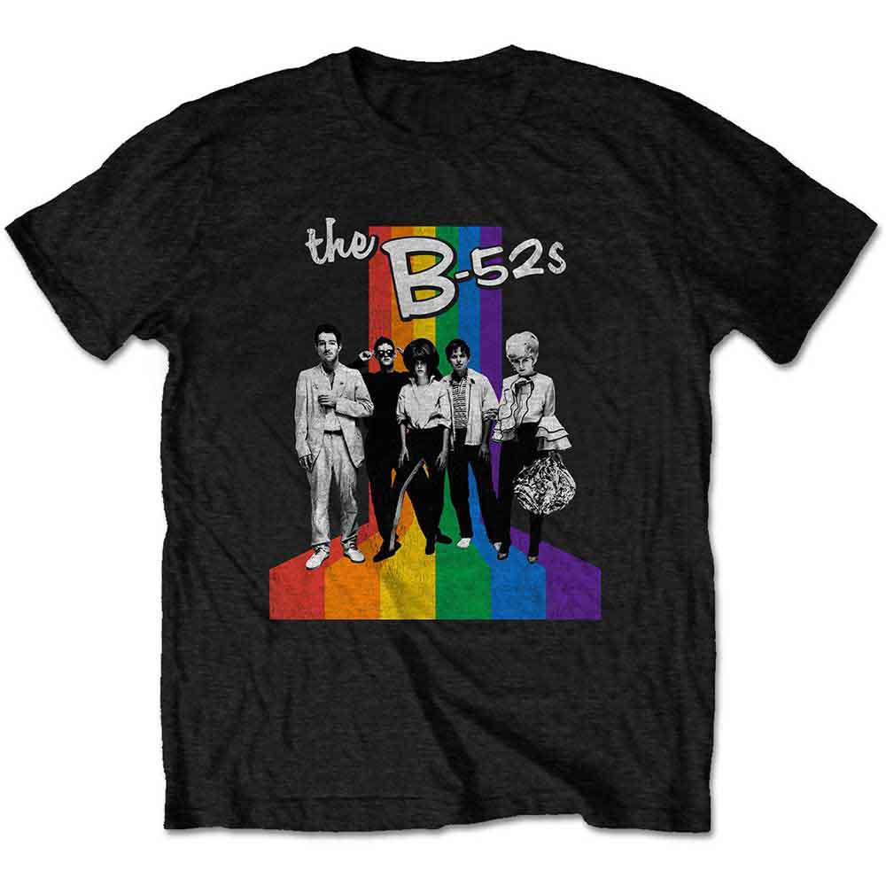 Tričko The B-52's - Rainbow Stripes, Unisex,Čierna,XXL