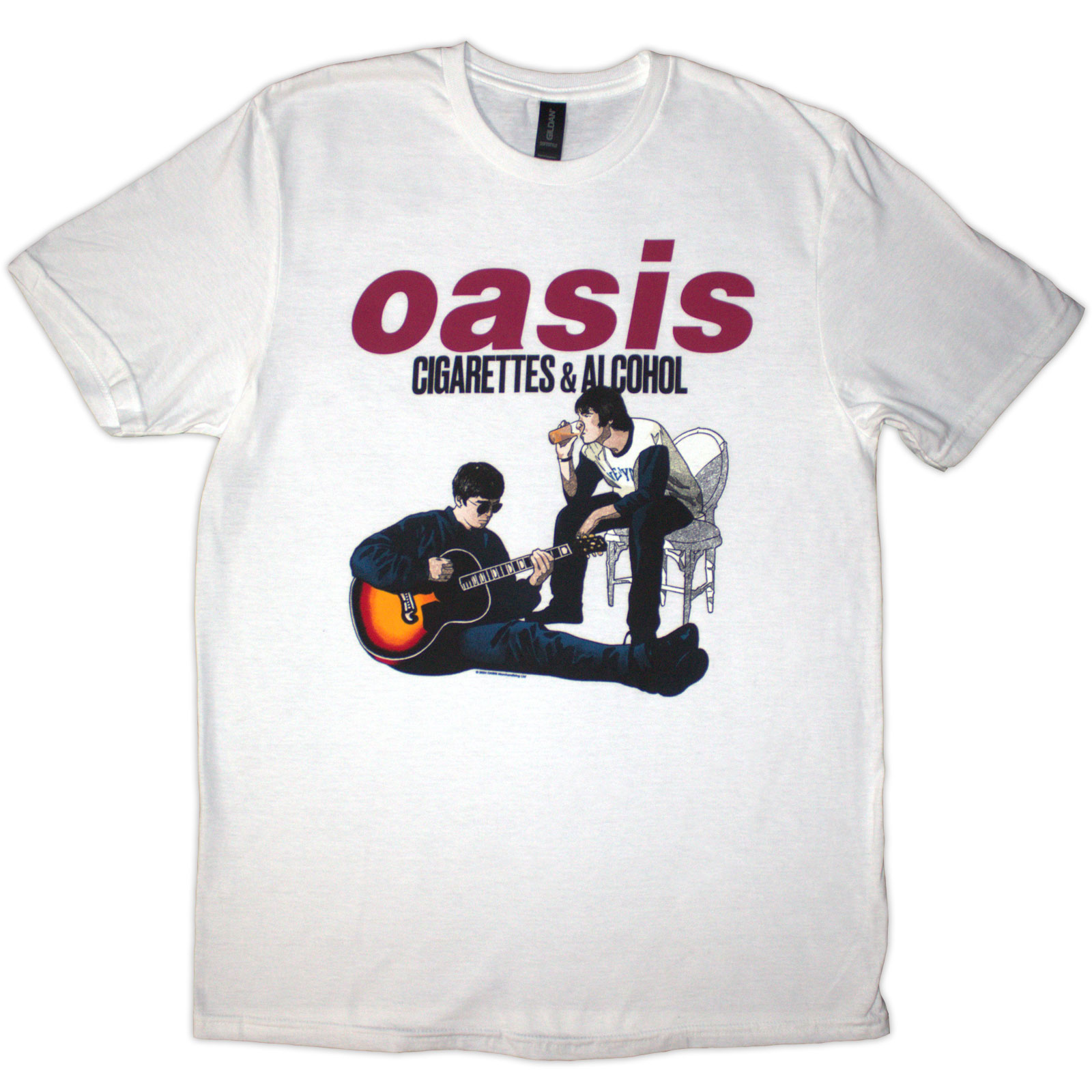 Tričko Oasis - Cigarettes & Alcohol Illustration, Unisex,Biela,XXL