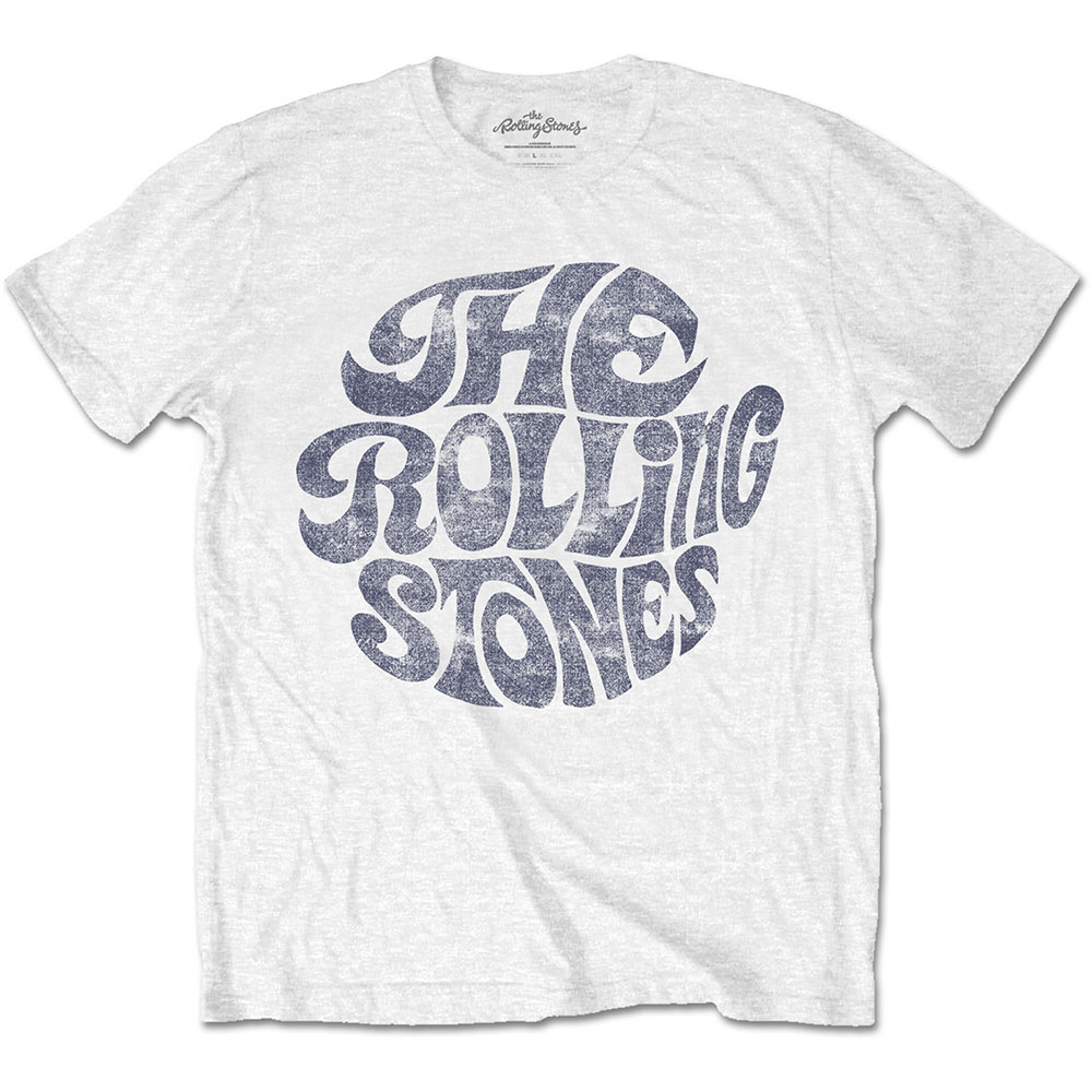 Tričko The Rolling Stones - Vintage 70s Logo, Unisex,Biela,XXL