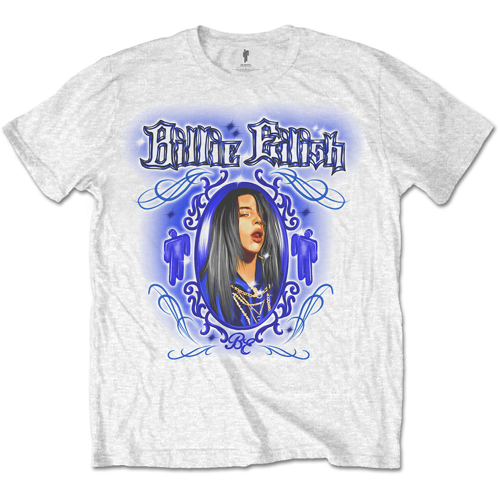 Tričko Billie Eilish - Airbrush, Unisex,Biela,XL
