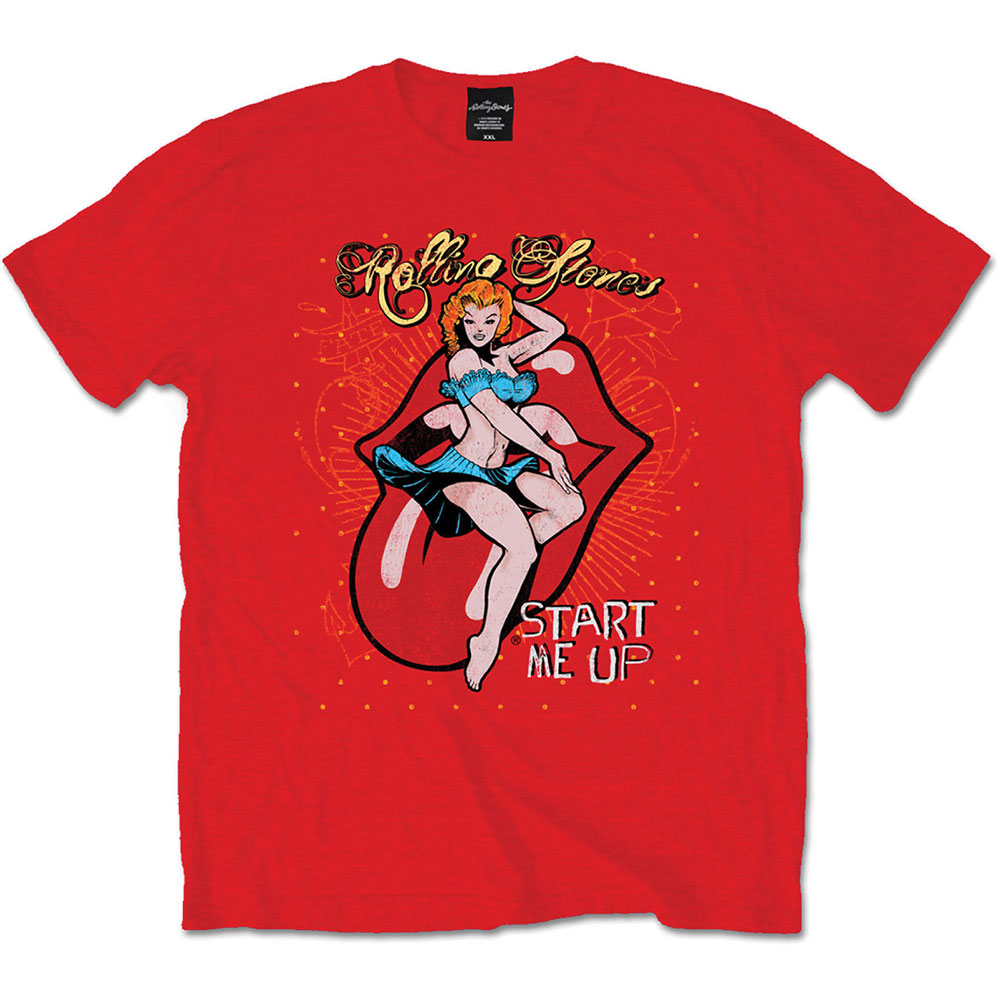 Tričko The Rolling Stones - Start me up, Unisex,Červená,XXL