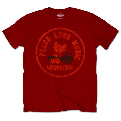 Tričko Woodstock - Love Peace Music, Unisex,Červená,L