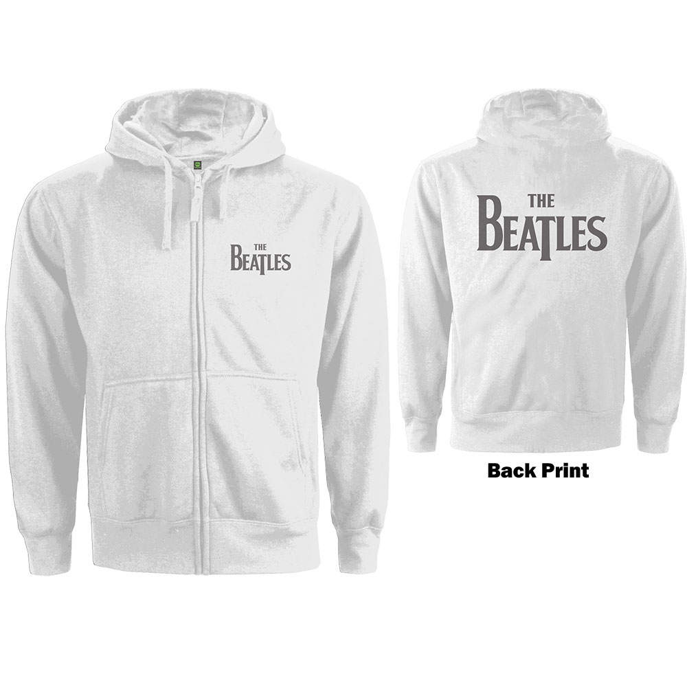 Mikina na zips The Beatles - Drop T Logo, Žena,Biela,M