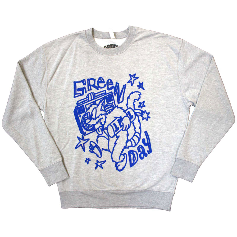 Crewneck Green Day - Cat Blaster, Unisex,Šedá,XXL