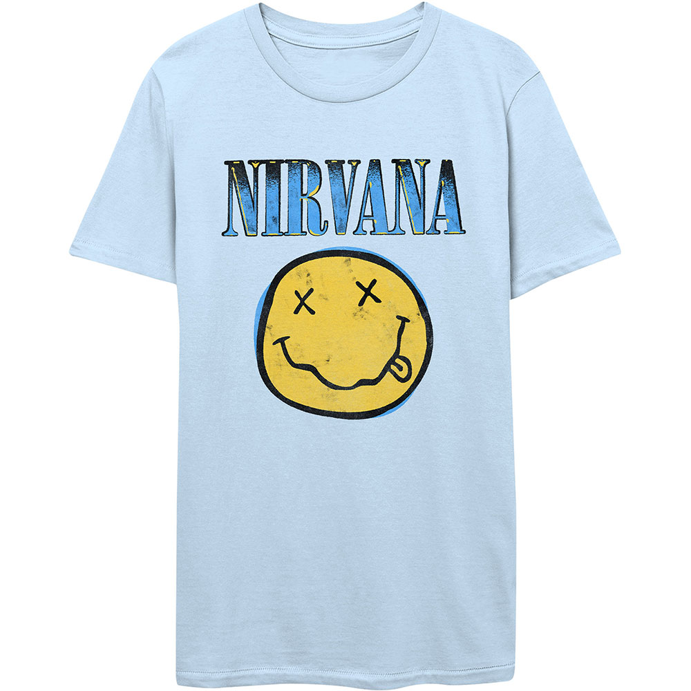 Tričko Nirvana - Xerox Smiley Blue, Unisex,Modrá,XL