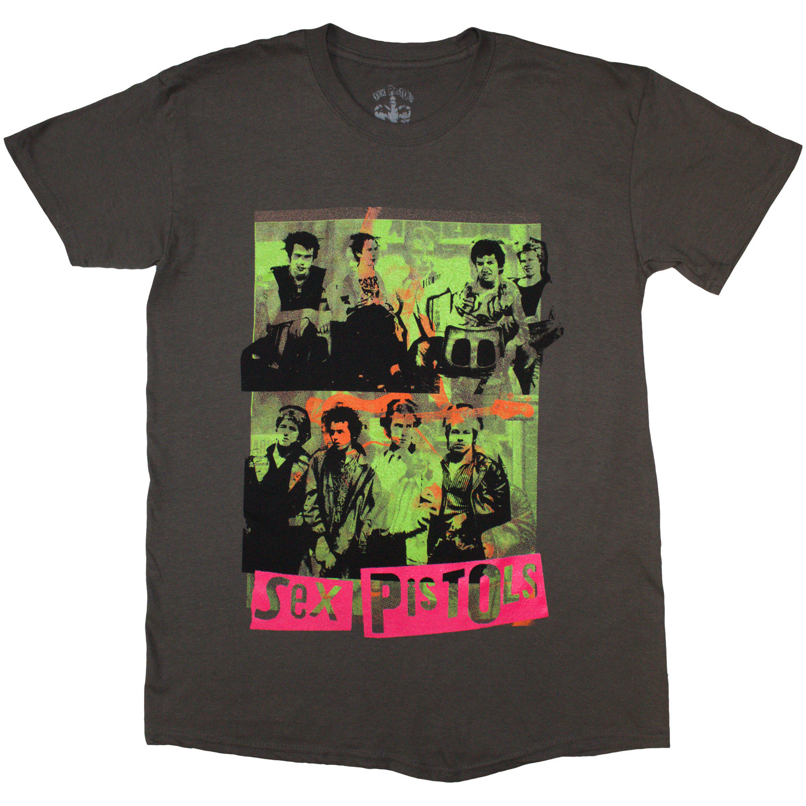 Tričko Sex Pistols - Band Green Montage, Unisex,Šedá,XXL