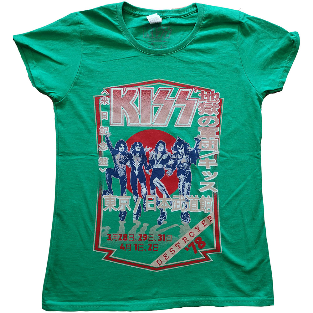Tričko Kiss - Destroyer Tour '78, Žena,Zelená,XL