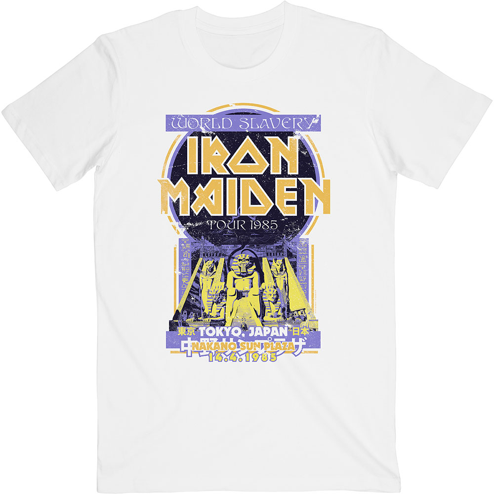Tričko Iron Maiden - Powerslave Japan Flyer, Unisex,Biela,XXL