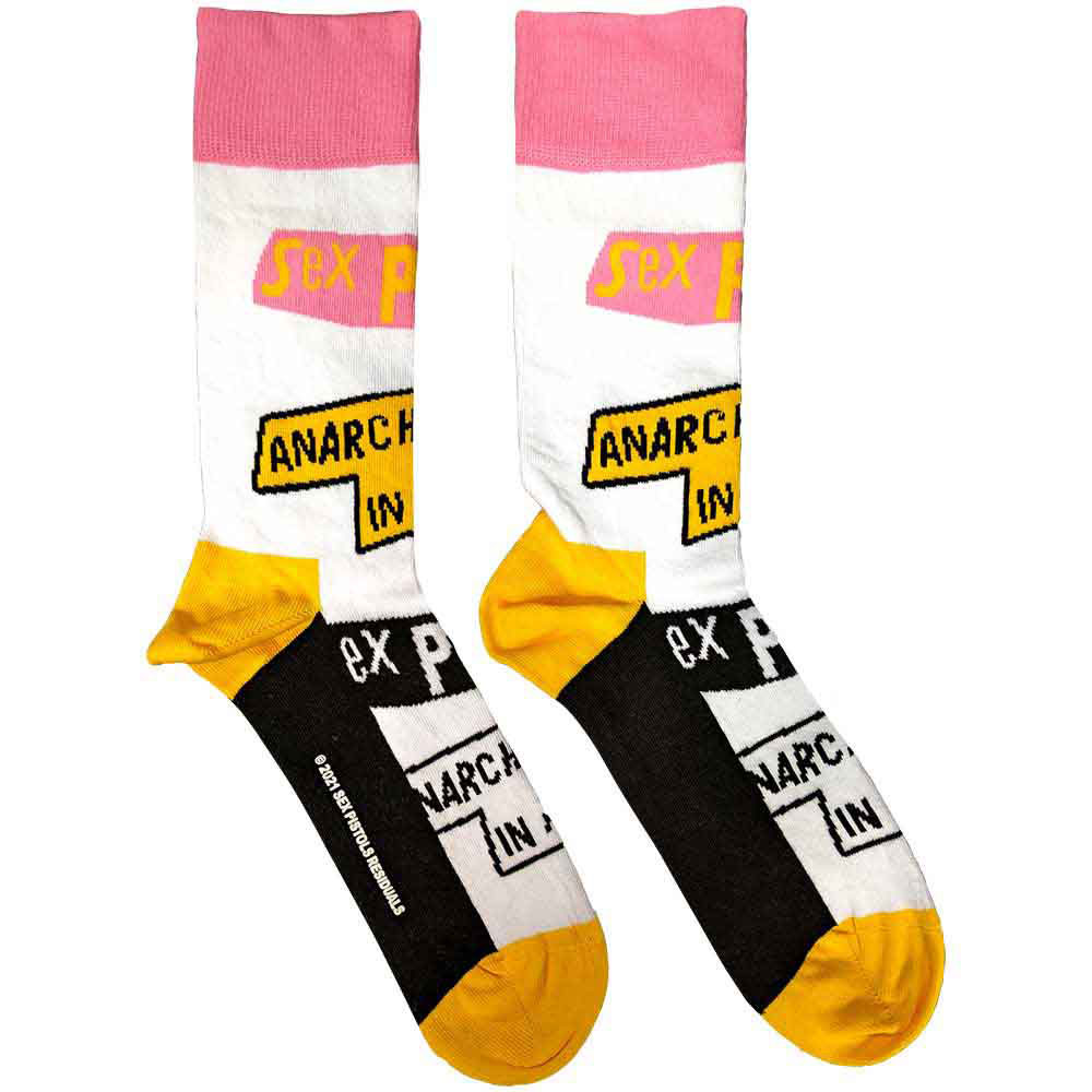 Ponožky Sex Pistols - Anarchy In The UK, Unisex,Biela,UK 4 - 7