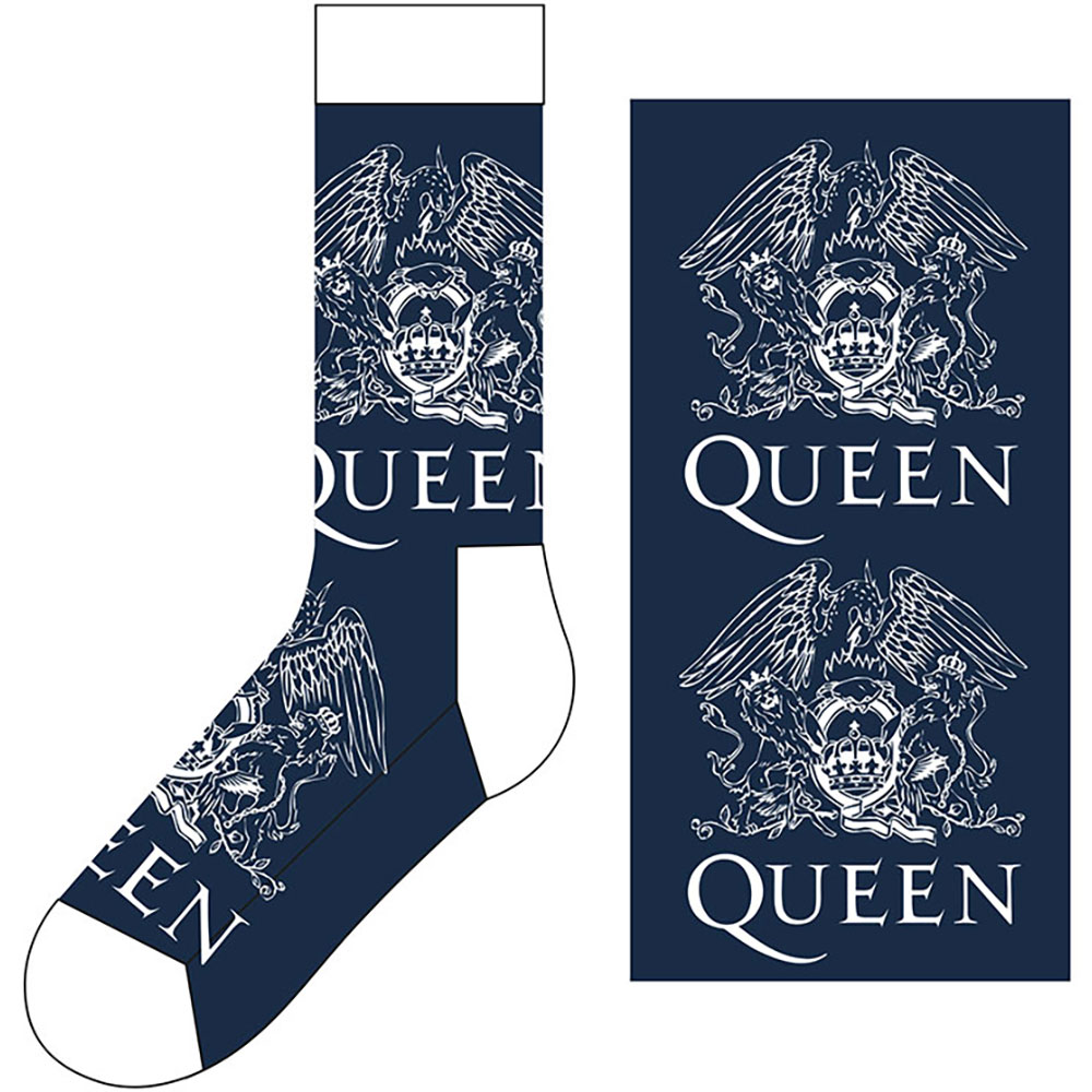 Ponožky Queen - White Crests, Unisex,Modrá,UK 7 - 11