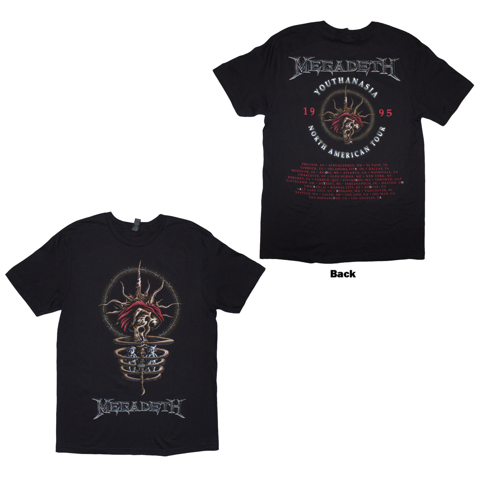 Tričko Megadeth - Youthanasia 1995 North American Tour, Unisex,Čierna,XXL