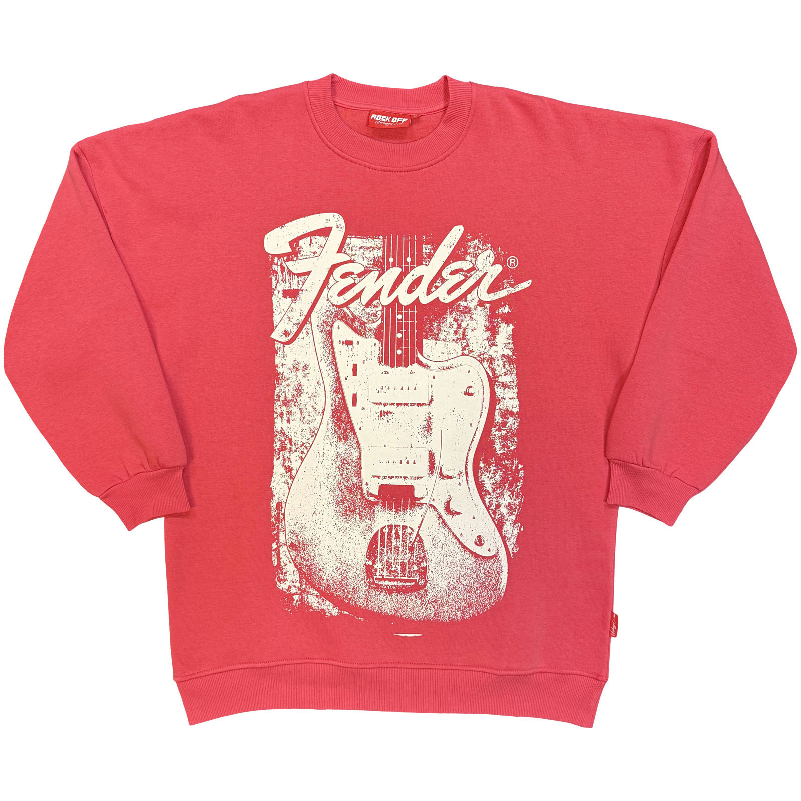 Crewneck Fender - Ladies Unplugged Sweatshirt: Distressed Guitar (Pink), Žena,Ružová,XXL