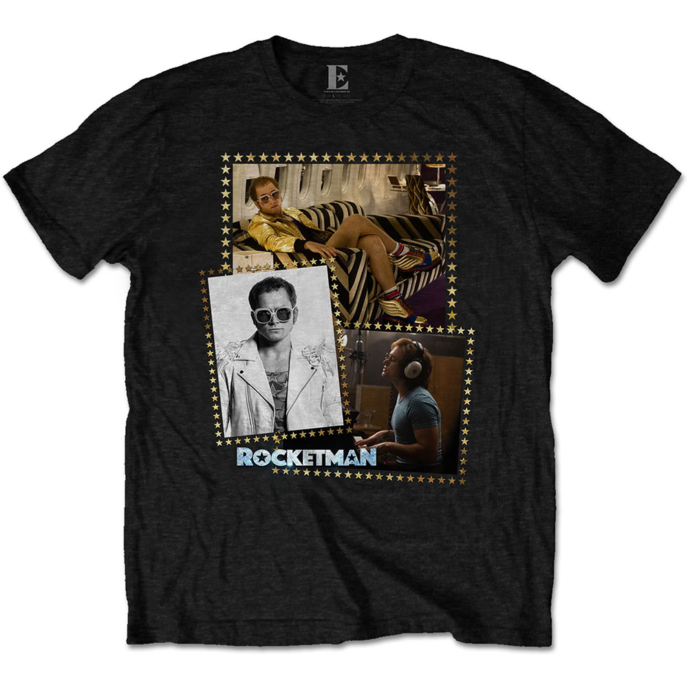 Tričko Elton John - Rocketman Montage, Unisex,Čierna,XXL