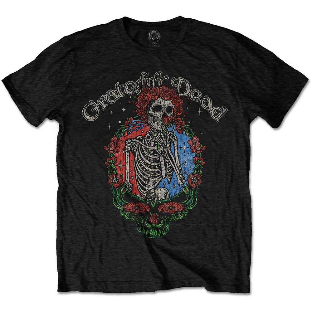 Tričko Grateful Dead - Floral Stealie, Unisex,Čierna,XL