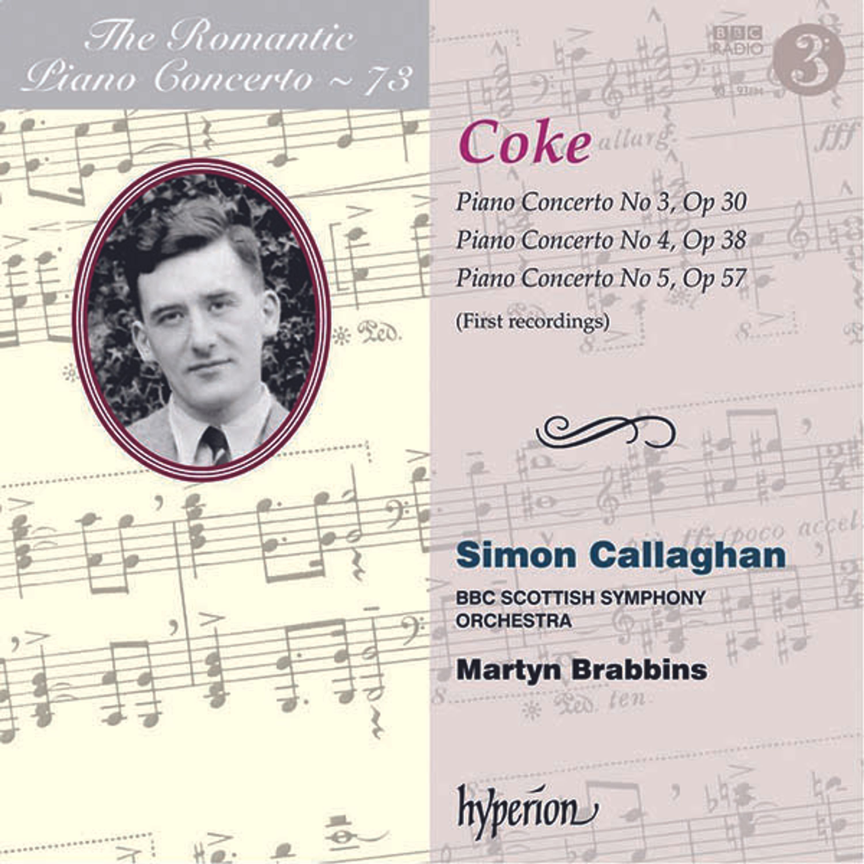 CD Simon Callaghan - COKE: PIANO CONCERTOS NOS. 3, 4 & 5 (HYPERION ROMA