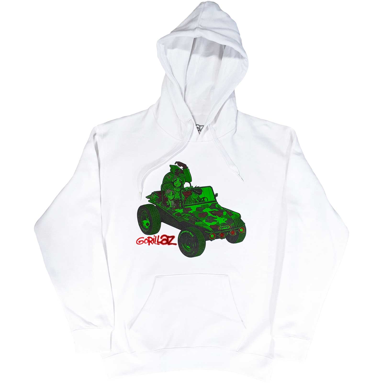Mikina Gorillaz - Green Jeep, Unisex,Biela,XXL
