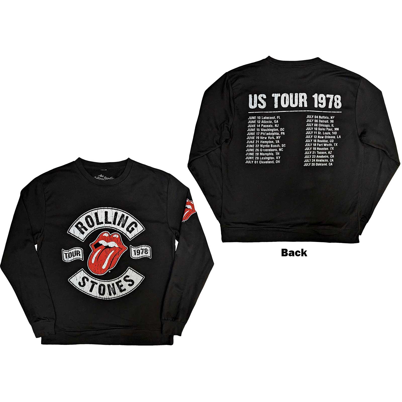 Crewneck The Rolling Stones - US Tour 1978, Unisex,Čierna,XL