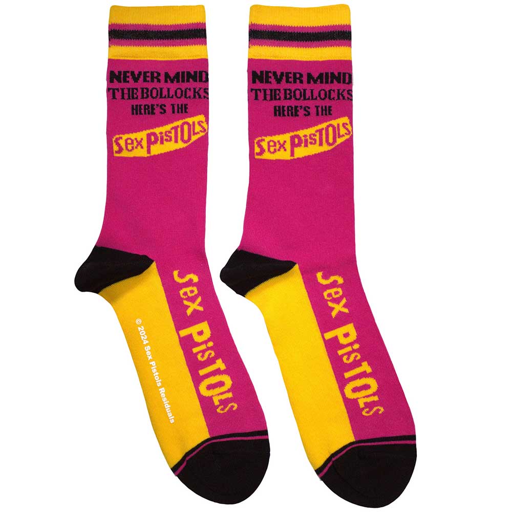 Ponožky Sex Pistols - Never Mind The Bollocks Stripes, Unisex,Ružová,UK 7 - 11
