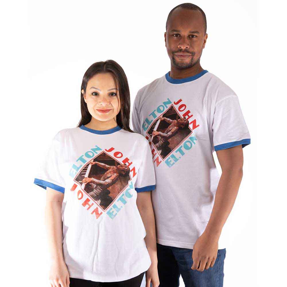 Tričko Elton John - Piano Diamond, Unisex,Biela,XXL
