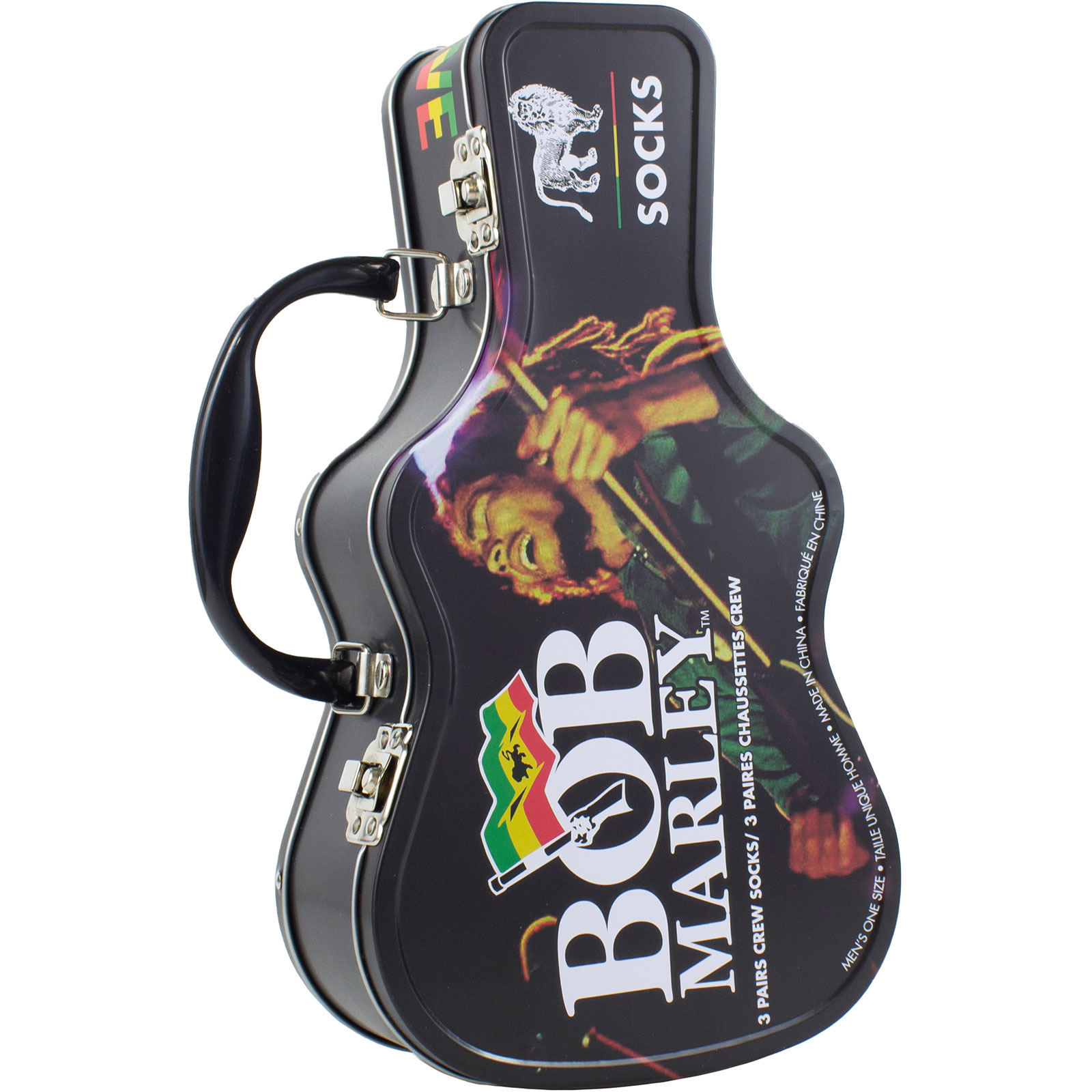 Ponožky Bob Marley - Unisex Sock Guitar Tin: Logos (Black) (UK Size 6.5 - 11), Unisex,Čierna,Univerzálna