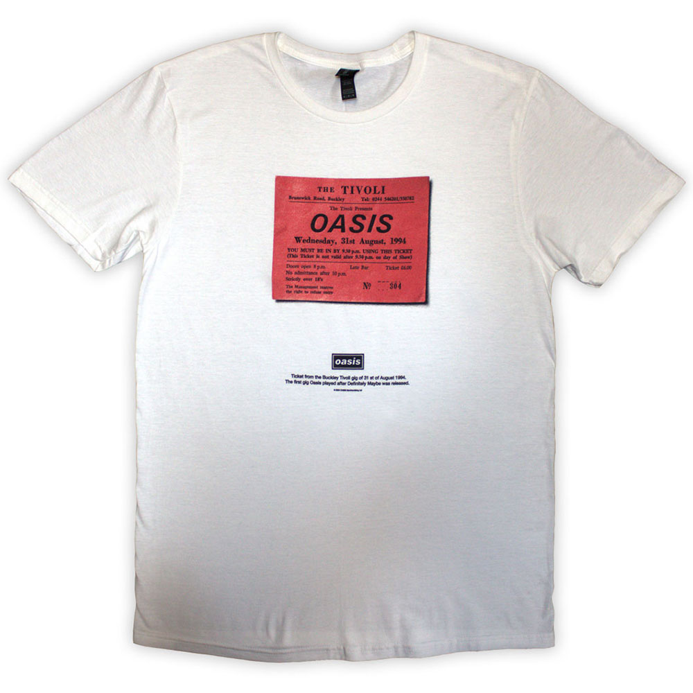 Tričko Oasis - Definitely Maybe Ticket Stub, Unisex,Biela,XXL