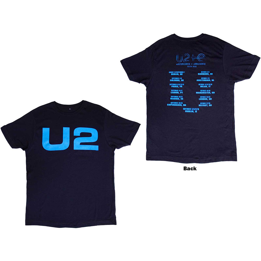 Tričko U2 - Logo E+I 2018 Tour Dates, Unisex,Modrá,XXL