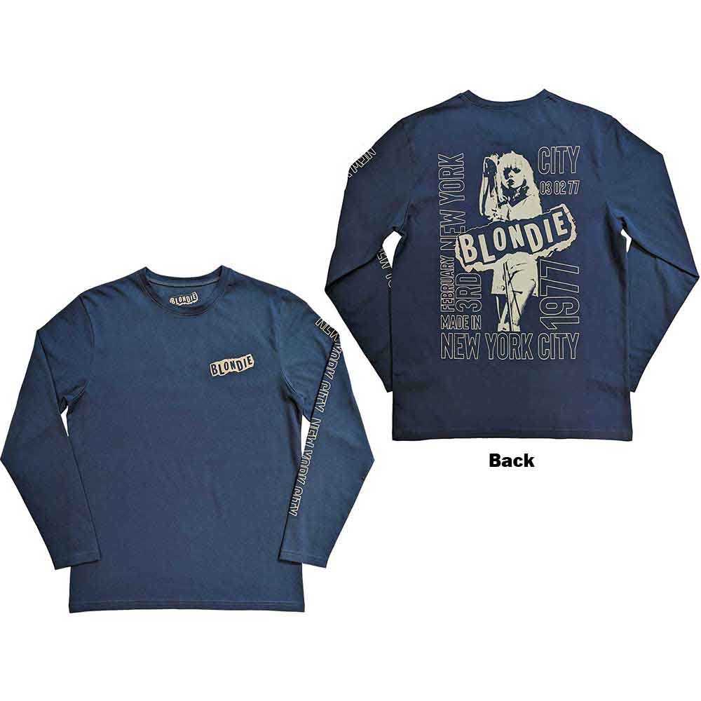 Tričko s dlhým rukávom Blondie - NYC '77, Unisex,Modrá,XXL