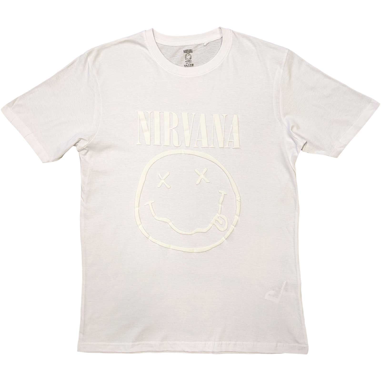 Tričko Nirvana - White Smiley, Unisex,Biela,XXL