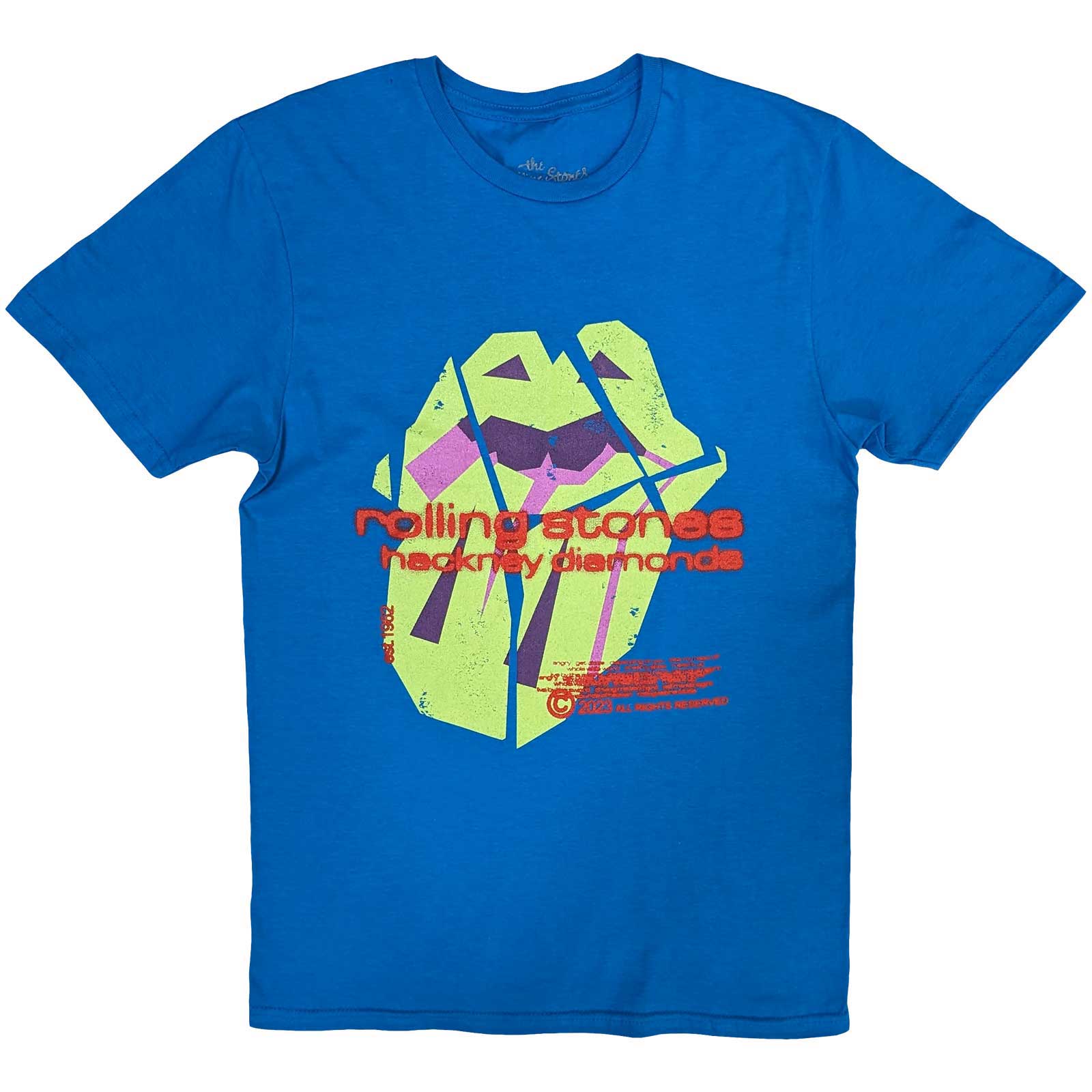 Tričko The Rolling Stones - Hackney Diamonds Neon Tongue, Unisex,Modrá,XXL