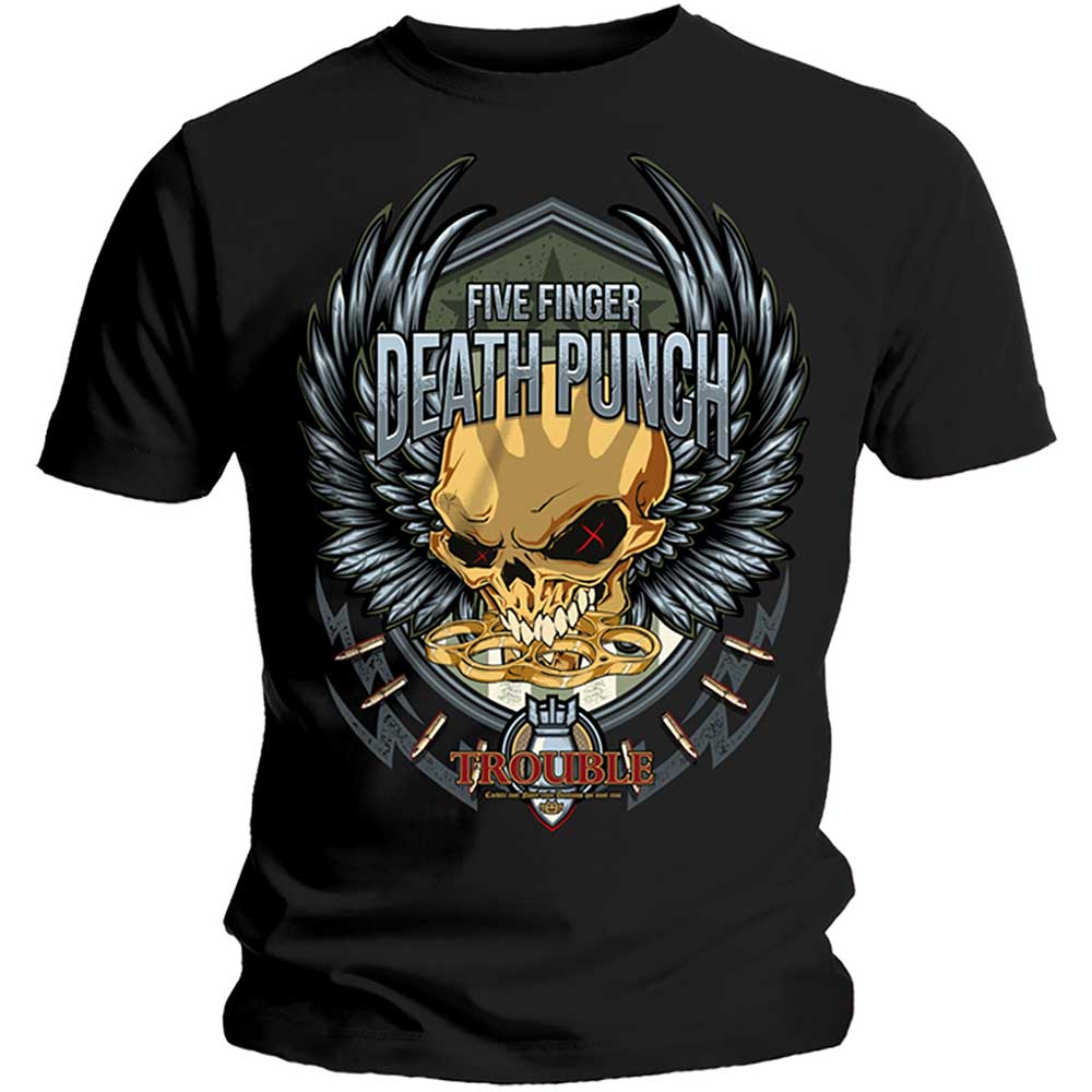 Tričko Five Finger Death Punch - Trouble, Unisex,Čierna,XXL