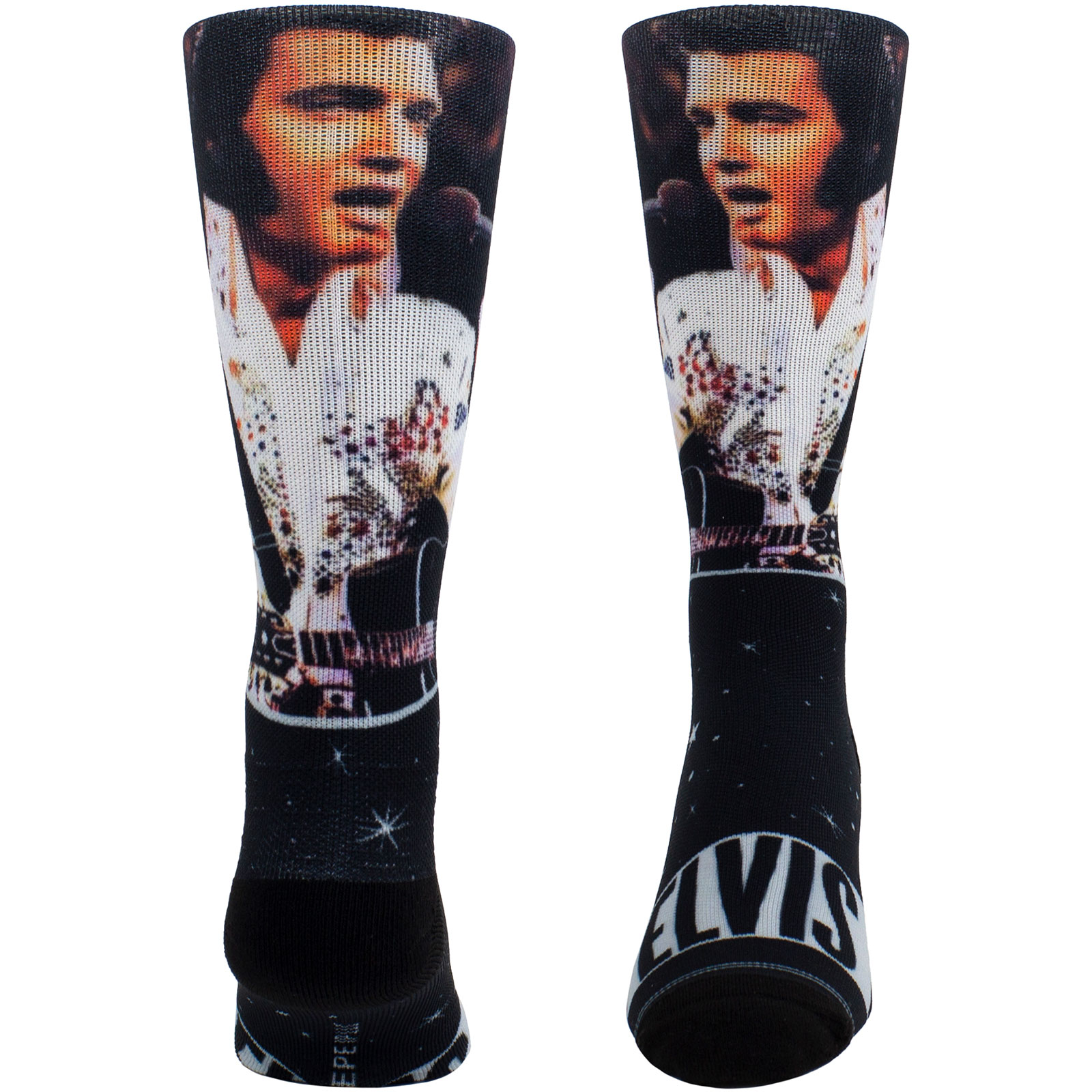 Ponožky Elvis Presley - Unisex Crew Socks: Mic Sublimation (Black)  (UK Size 6.5 - 11), Unisex,Čierna,Univerzálna