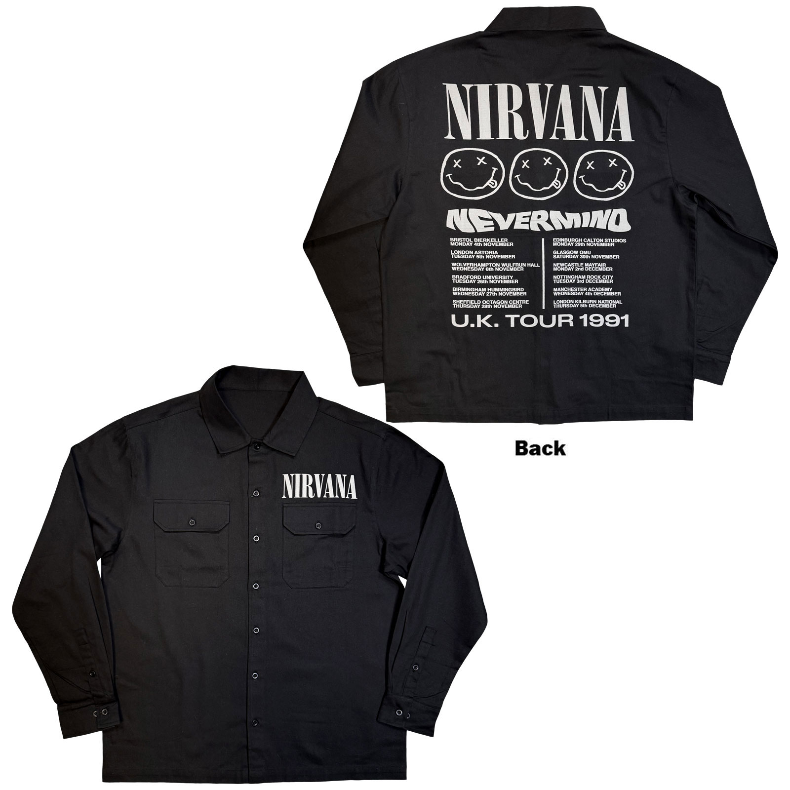 Košeľa Nirvana - Nevermind UK Tour '91, Unisex,Čierna,XXL