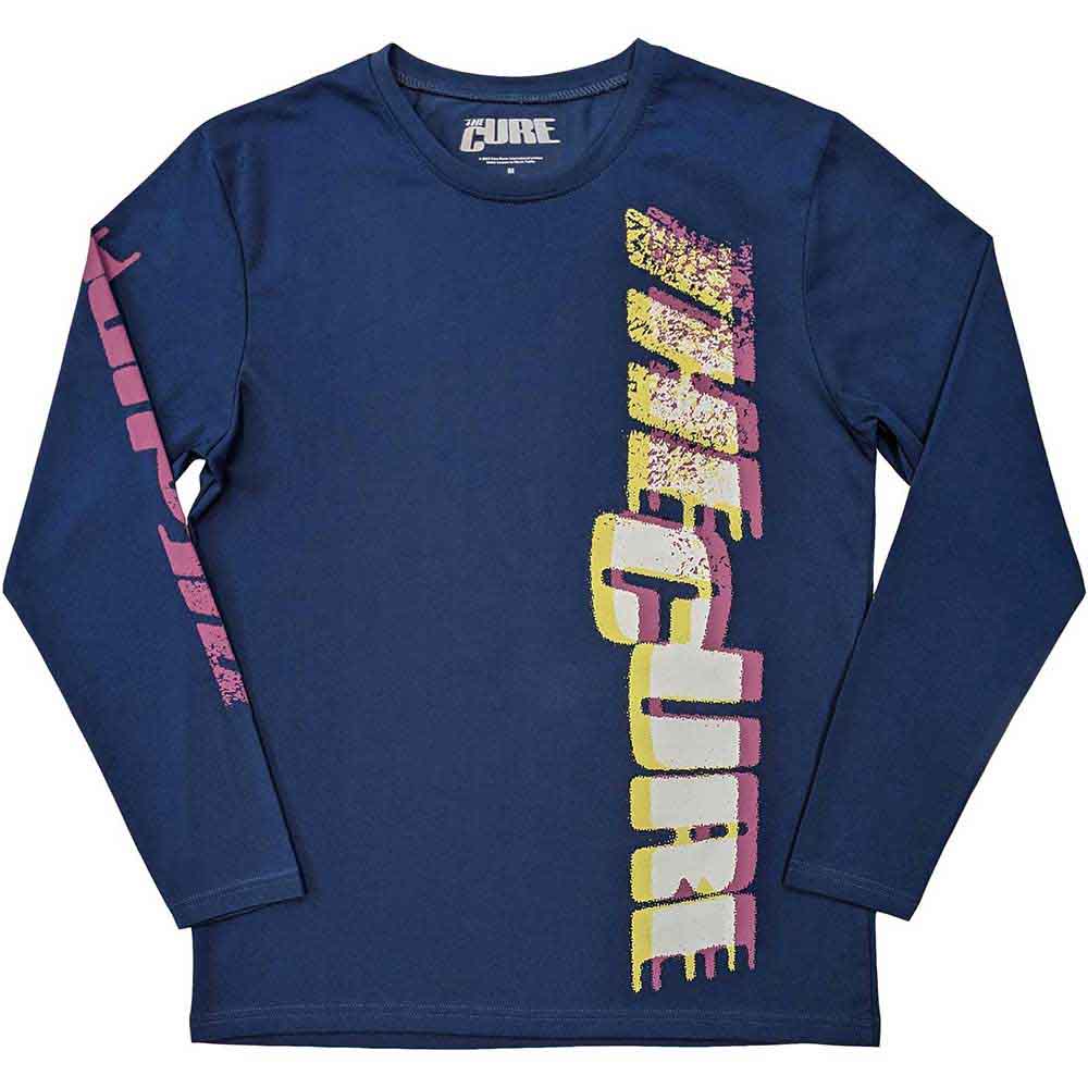 Tričko s dlhým rukávom The Cure - Glitched Logo, Unisex,Modrá,XXL