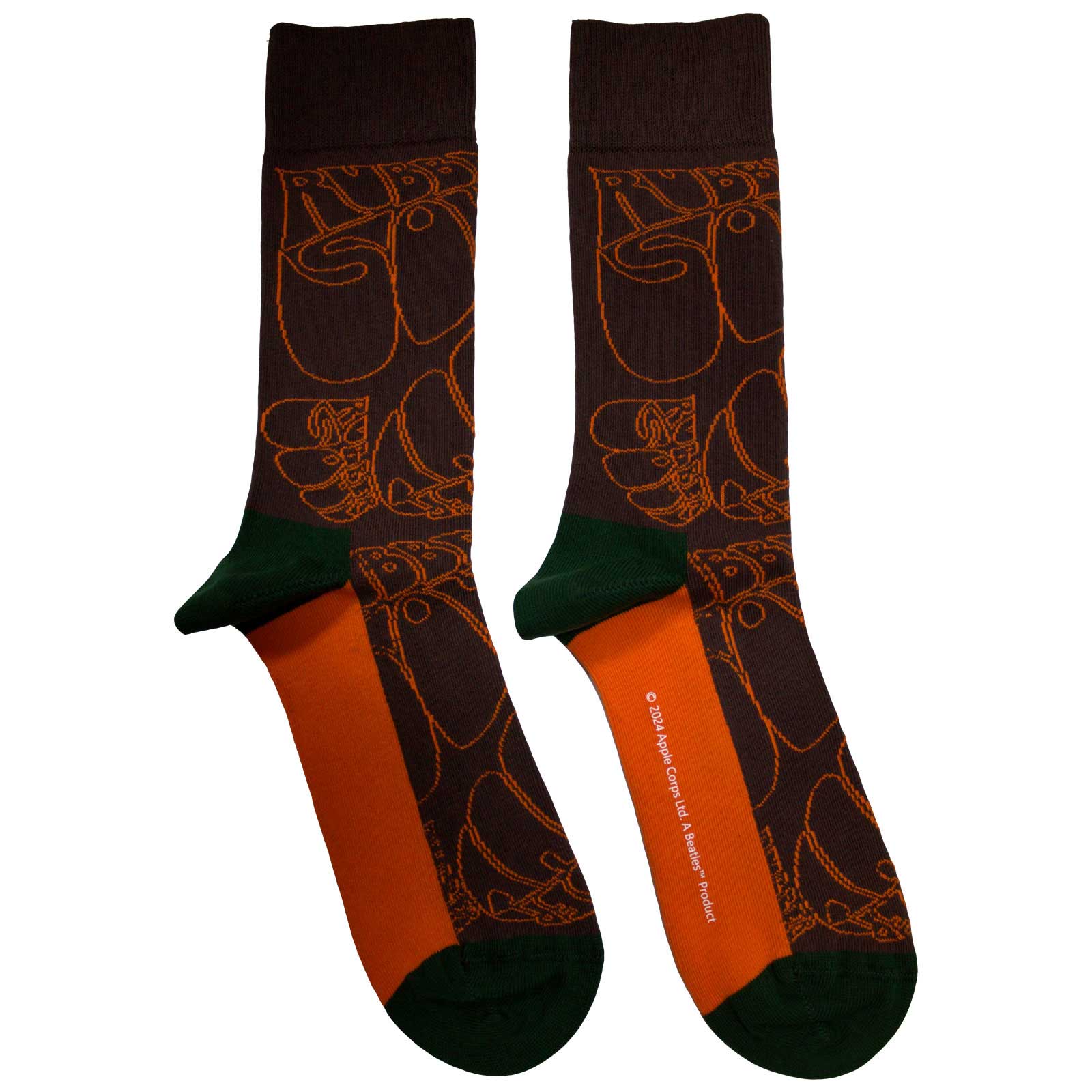 Ponožky The Beatles - Rubber Soul Text Outlines Repeat, Unisex,Hnedá,UK 7 - 11